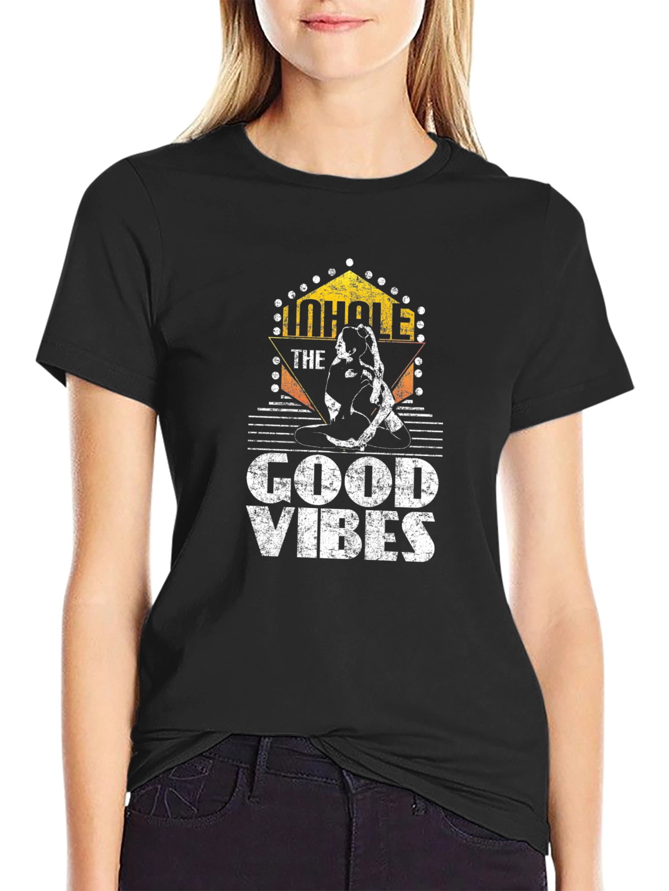 Inhale the Good Vibes Yoga Black T-Shirt