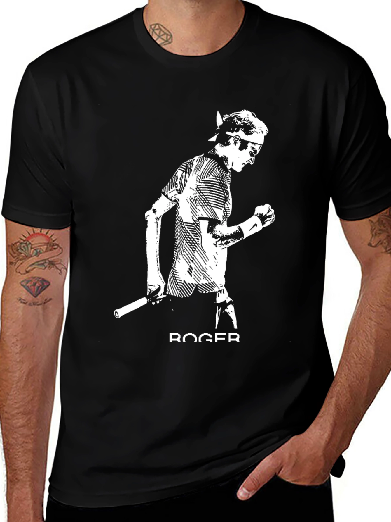 Roger Tennis Black T-Shirt