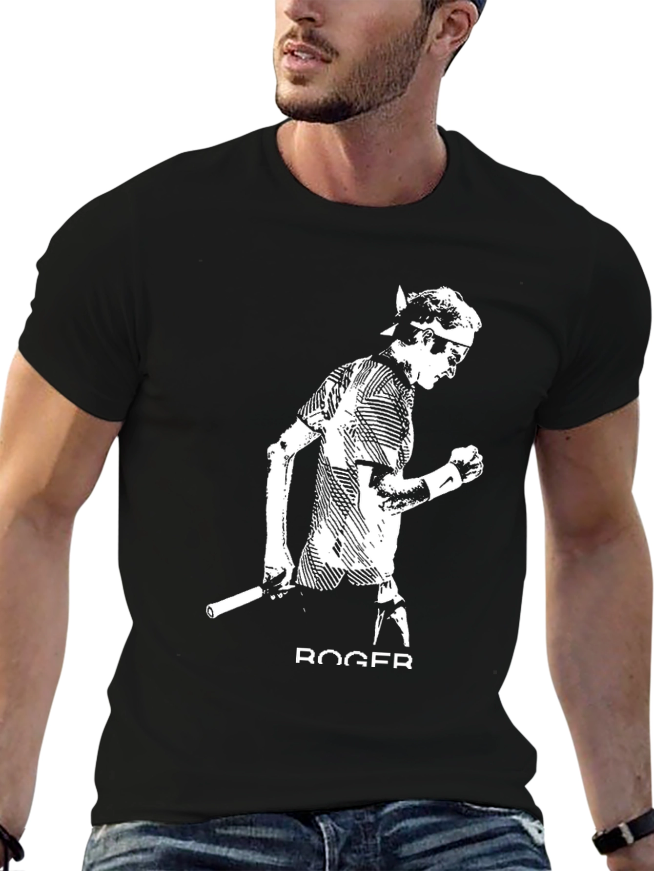 Roger Tennis Black T-Shirt