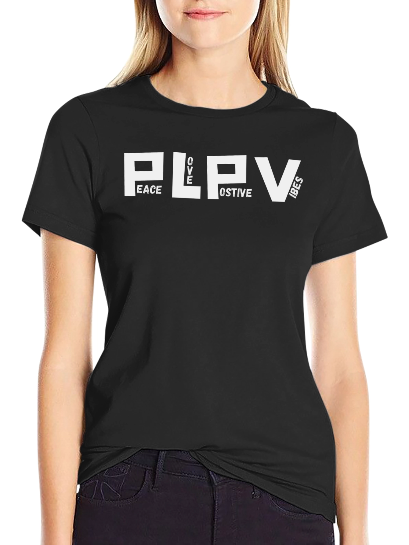 PLPV Peace Love Positive Vibes Black T-Shirt
