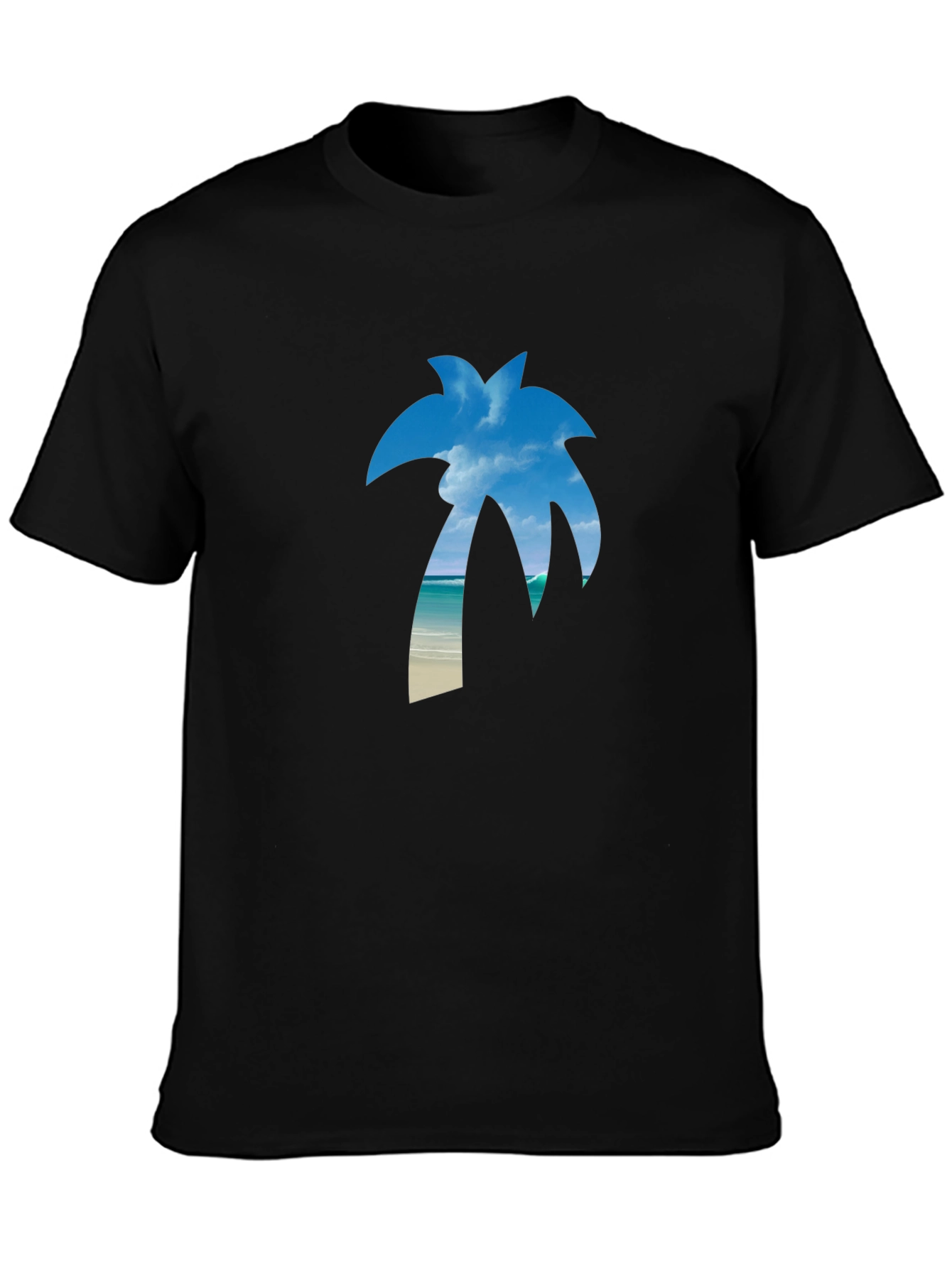 Tropical Palm Tree Graphic Tee - Black