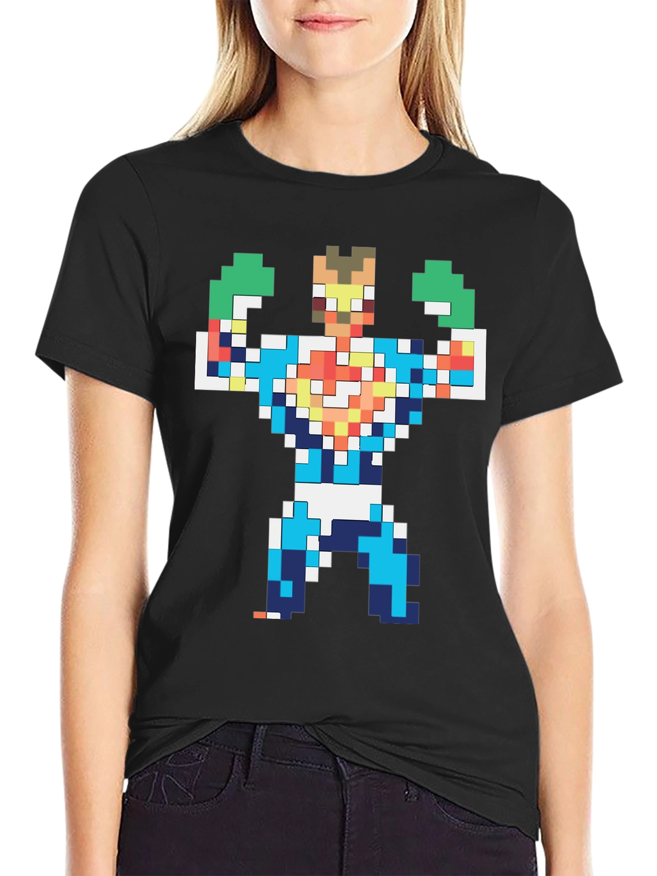 Pixelated Hero Graphic T-Shirt - Retro Gaming Style