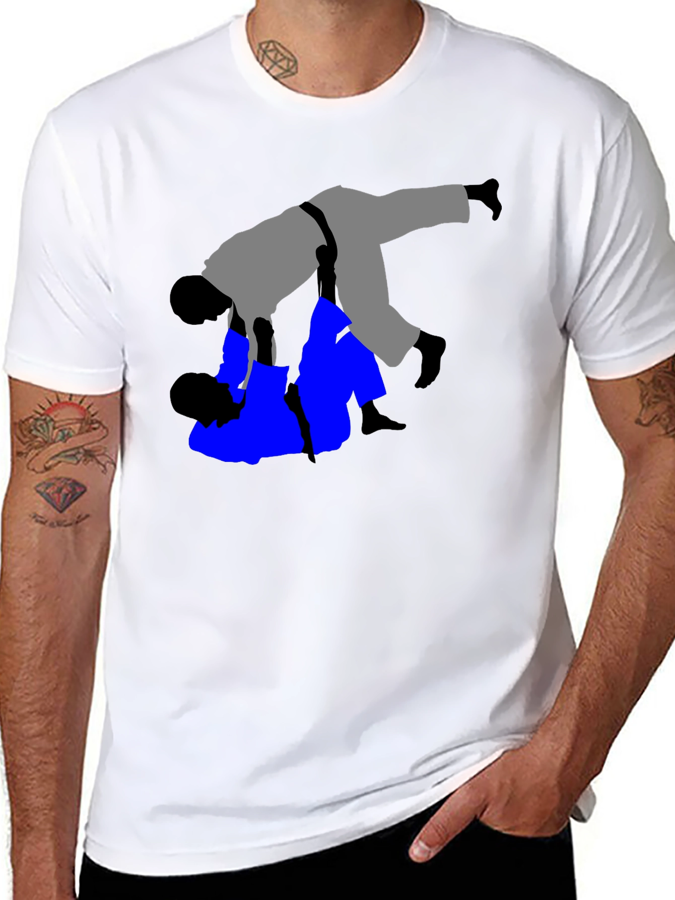 Black Judo T-Shirt - Grappling Throw Design