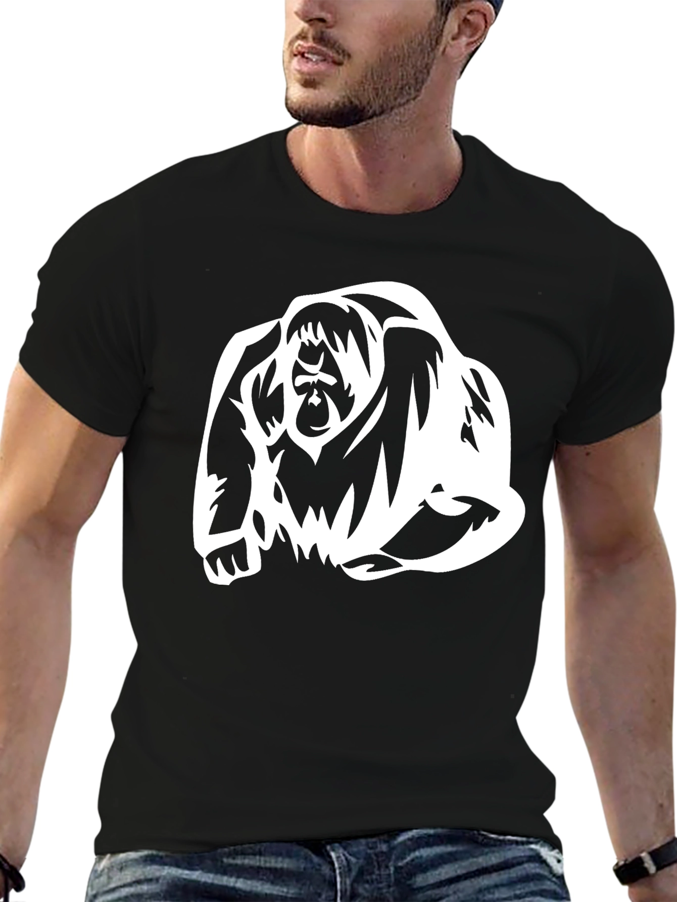 Cool Orangutan Graphic Tee - Black Cotton T-Shirt