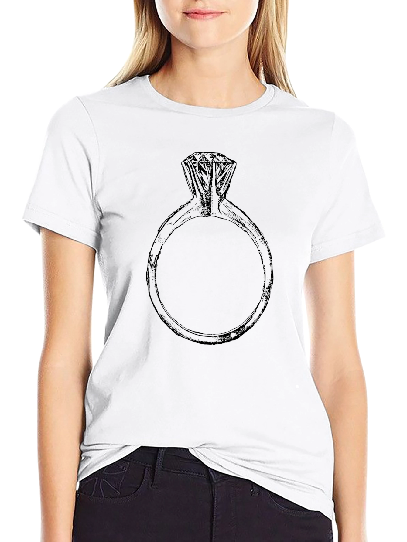 Engagement Ring Graphic Tee - Stylish Black Cotton Shirt