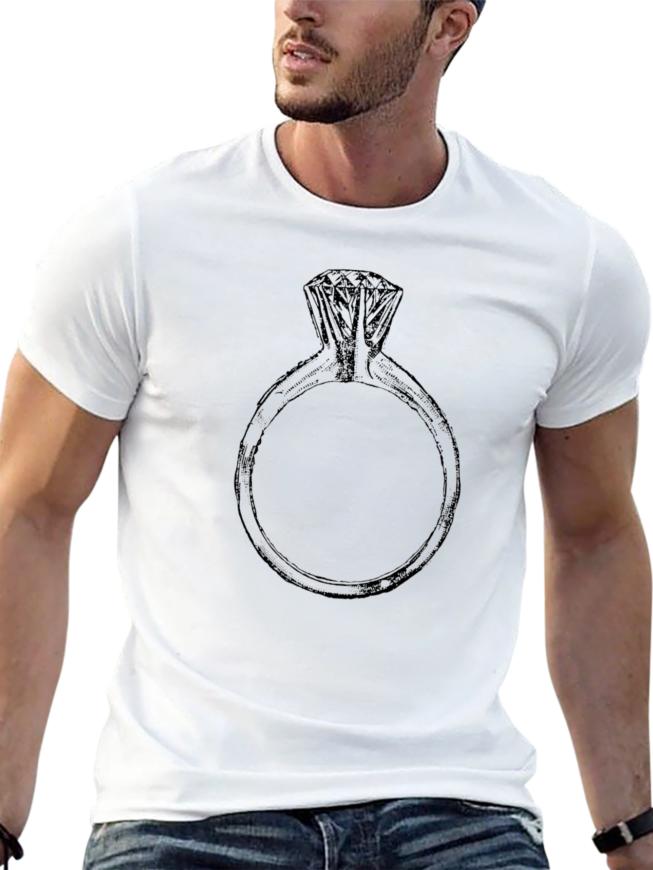 Engagement Ring Graphic Tee - Stylish Black Cotton Shirt