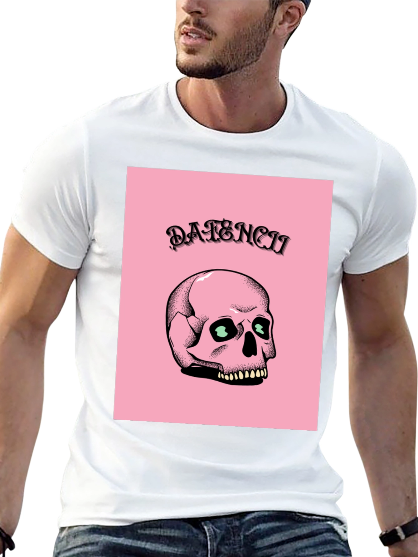 Edgy Skull Graphic Tee - Pink & Black