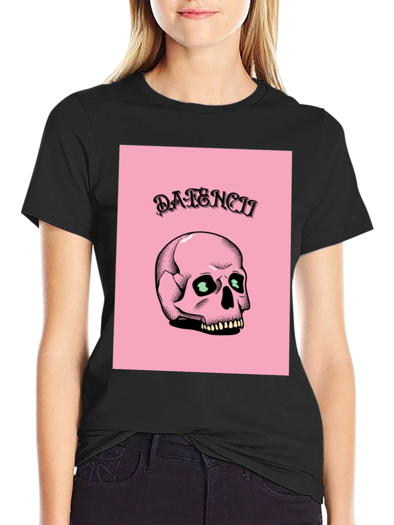 Edgy Skull Graphic Tee - Pink & Black
