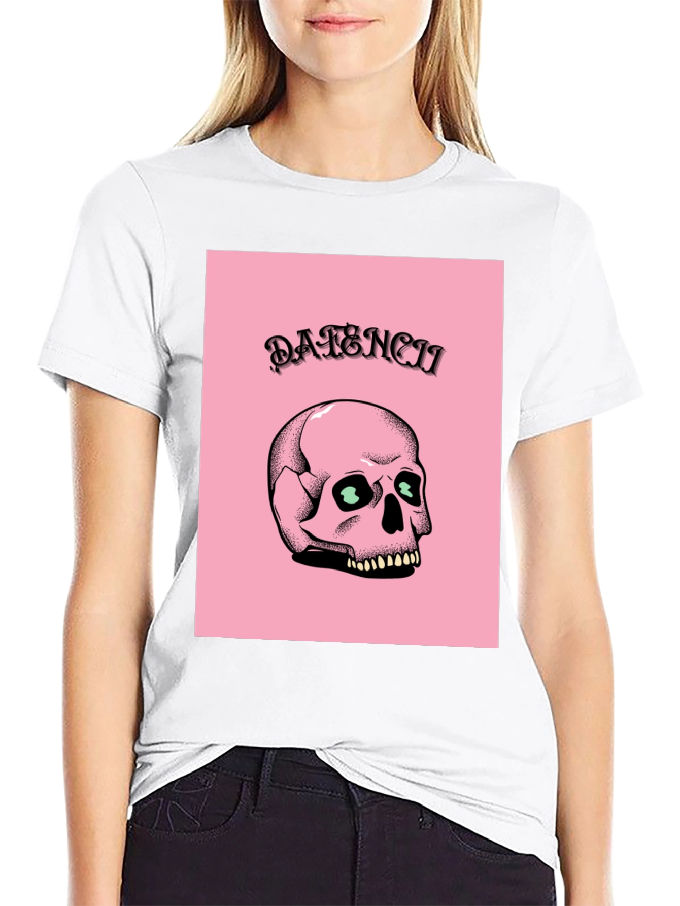 Edgy Skull Graphic Tee - Pink & Black