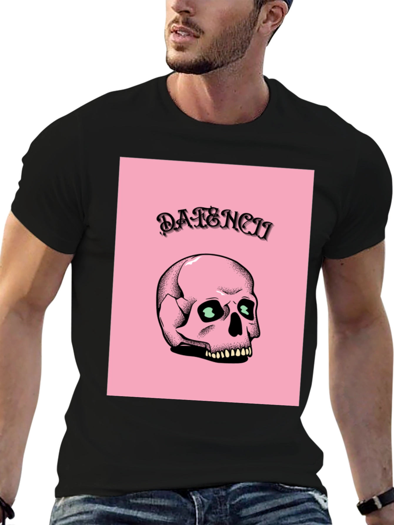 Edgy Skull Graphic Tee - Pink & Black