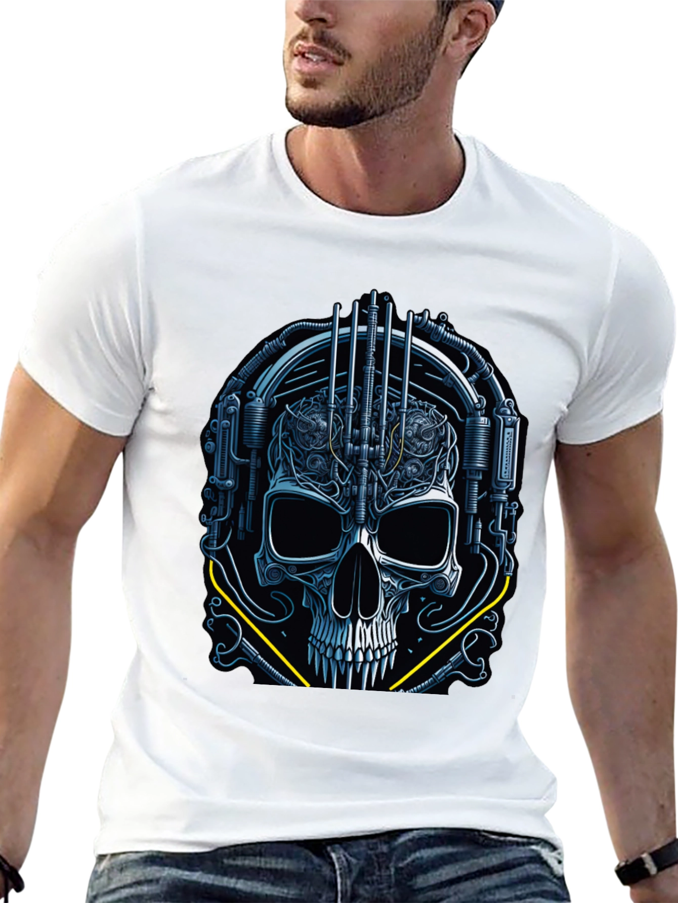 Cyberpunk Skull Graphic Tee - Dark Future Style