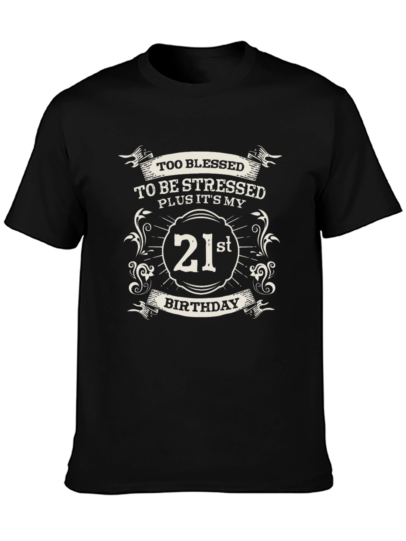 21st Birthday T-Shirt - Too Blessed To Be Stressed
