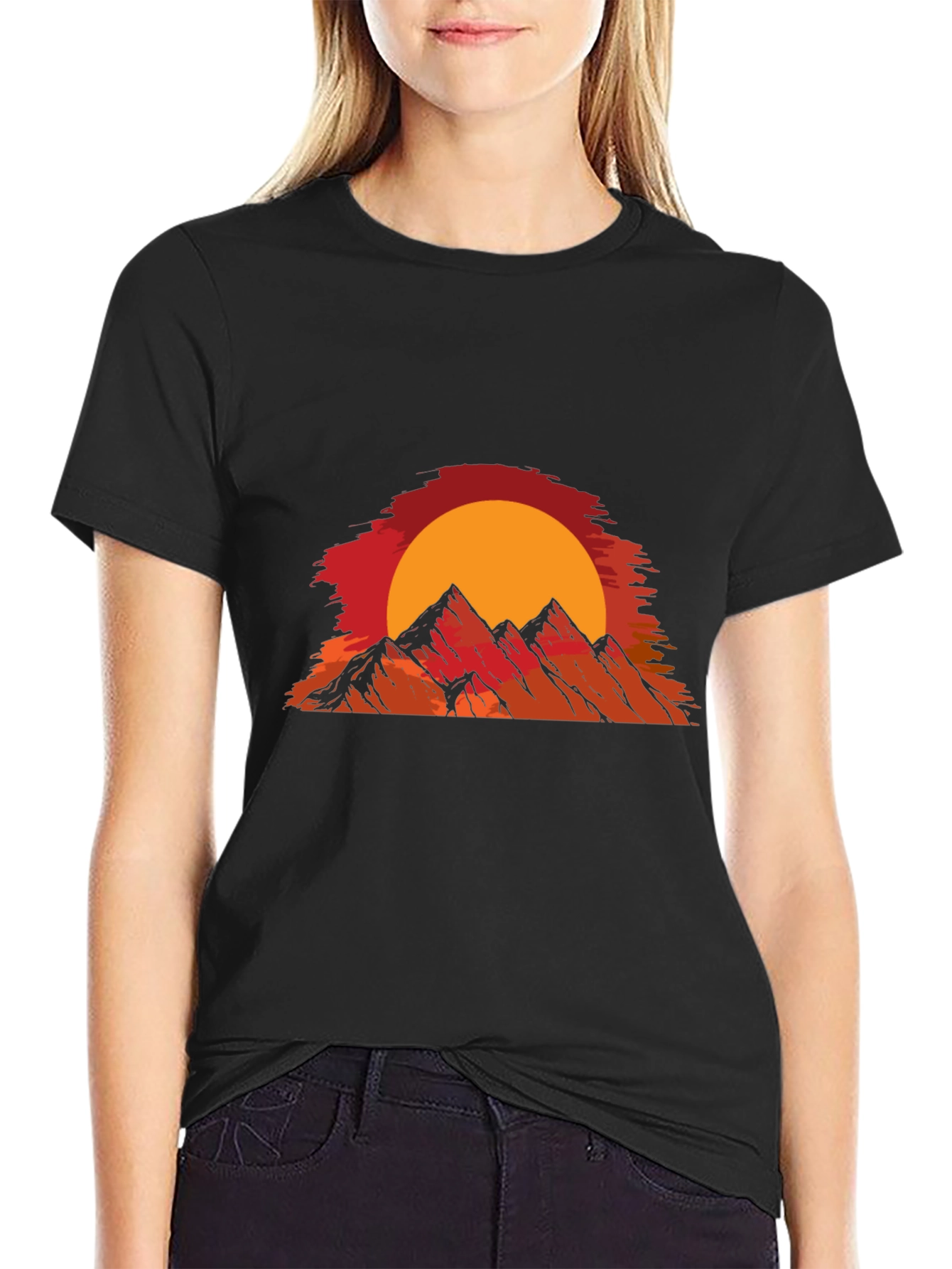 Sunset Mountain Graphic T-Shirt - Black