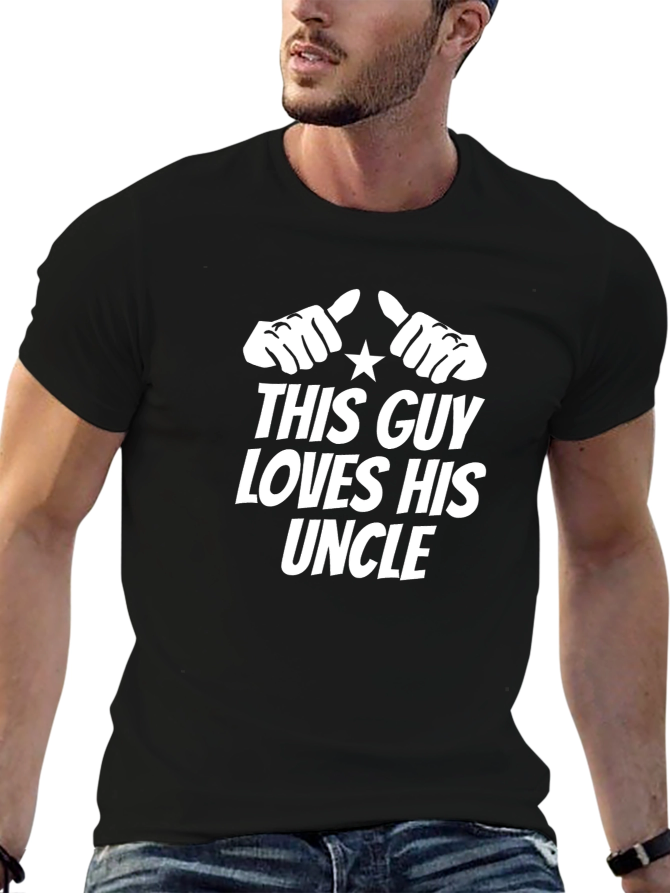This Guy Loves His Uncle T-Shirt - Black