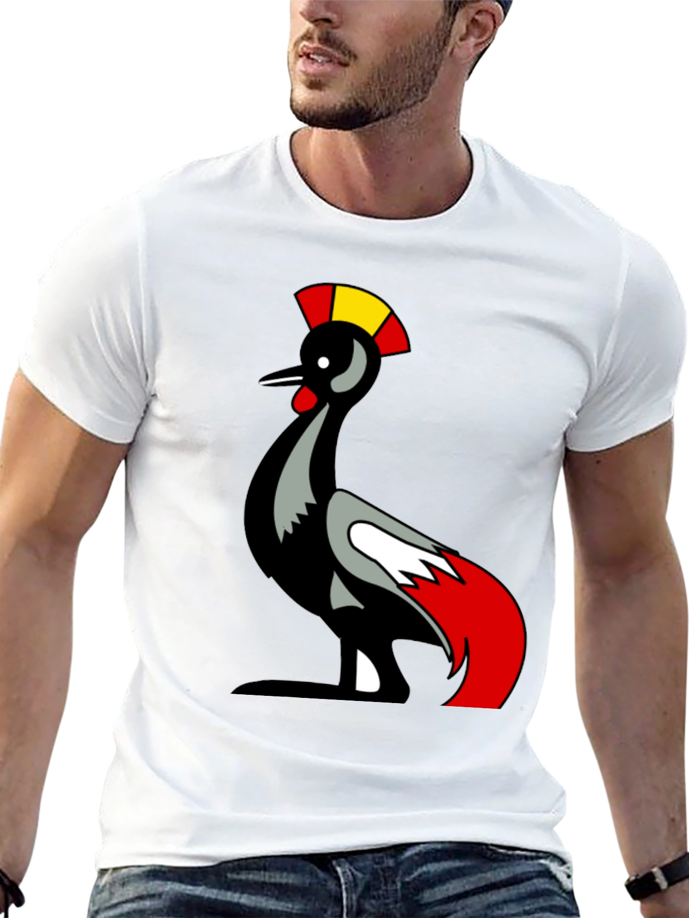Mens Black T-Shirt with Bird Graphic