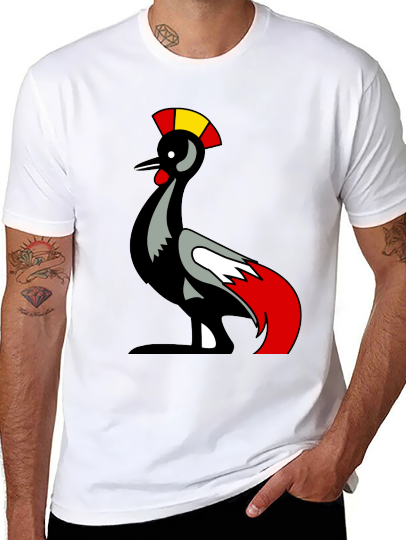 Mens Black T-Shirt with Bird Graphic