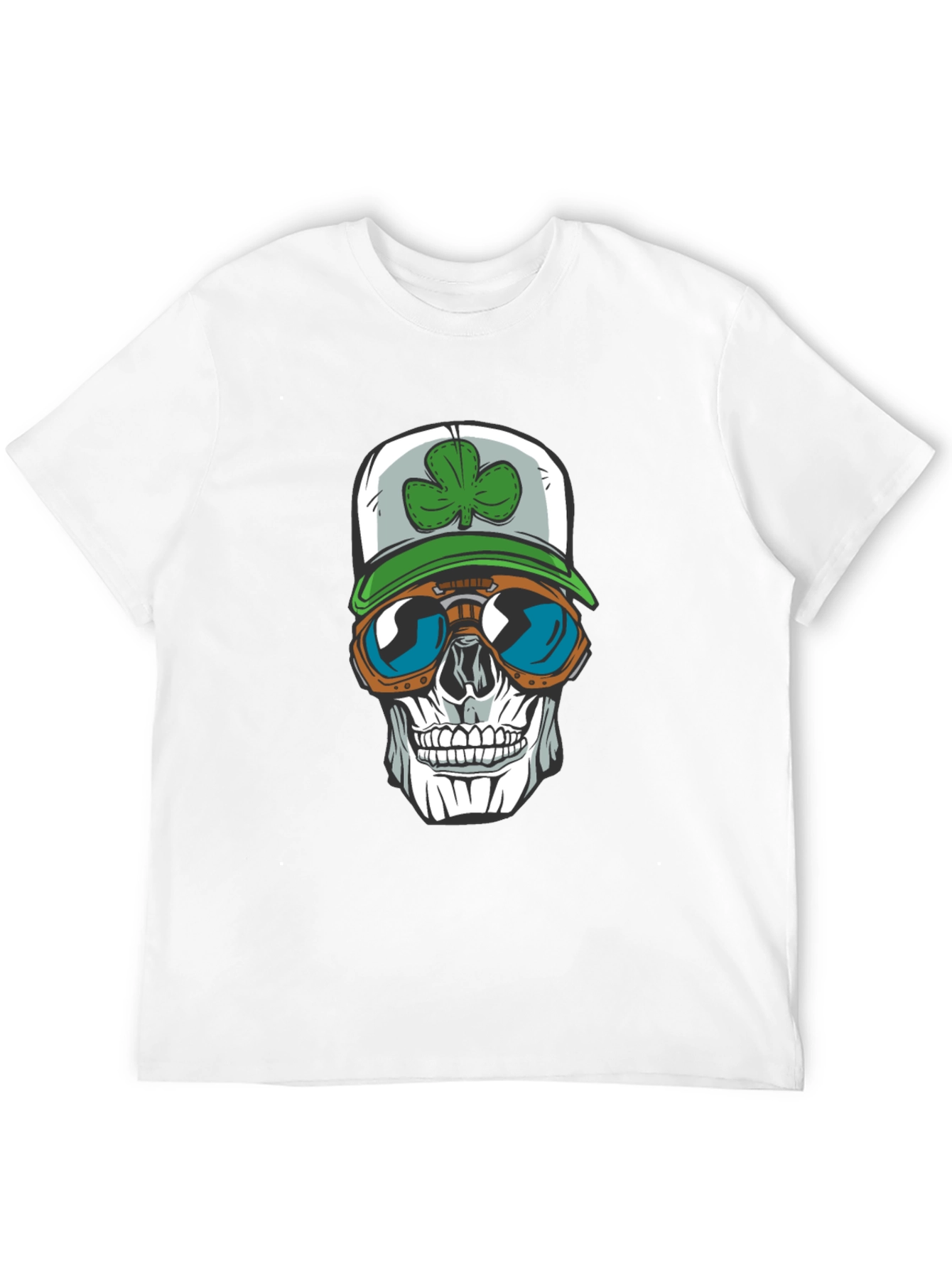 Skull with Shamrock Hat T-Shirt