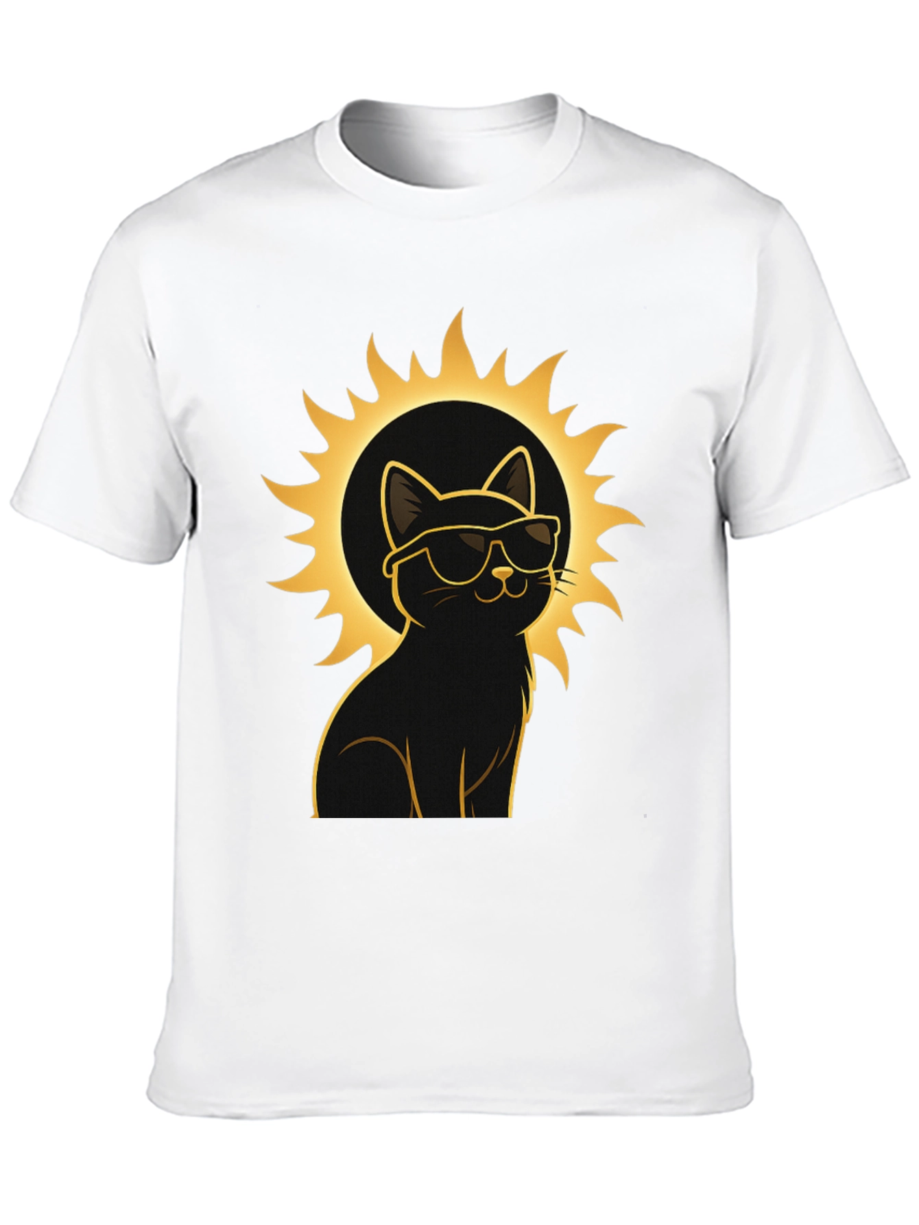 Cool Cat Sun Graphic Tee - Black Cotton T-Shirt