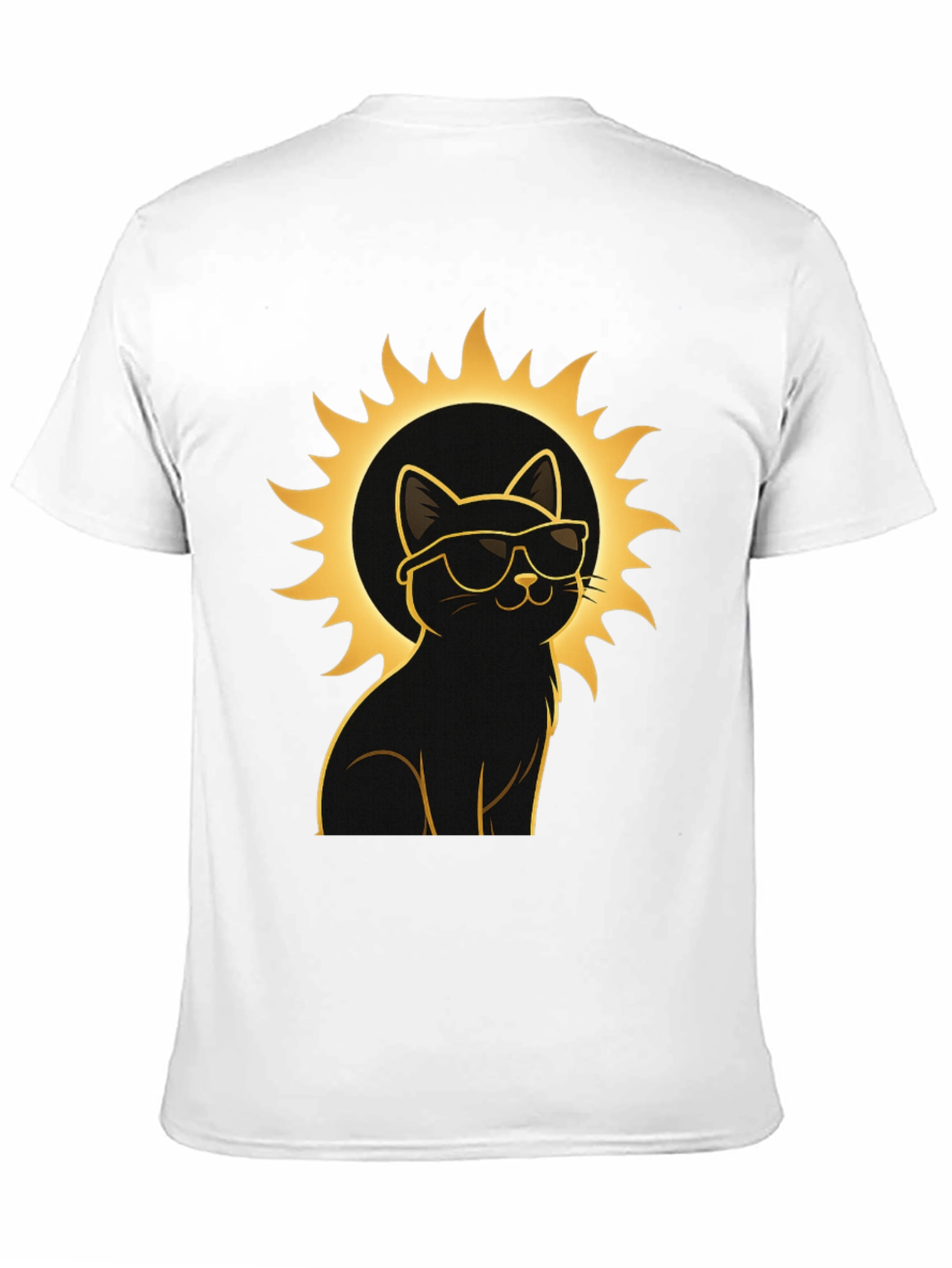 Cool Cat Sun Graphic Tee - Black Cotton T-Shirt