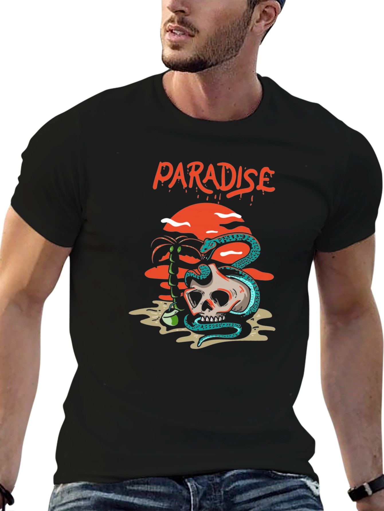 Paradise Skull & Snake Graphic Tee