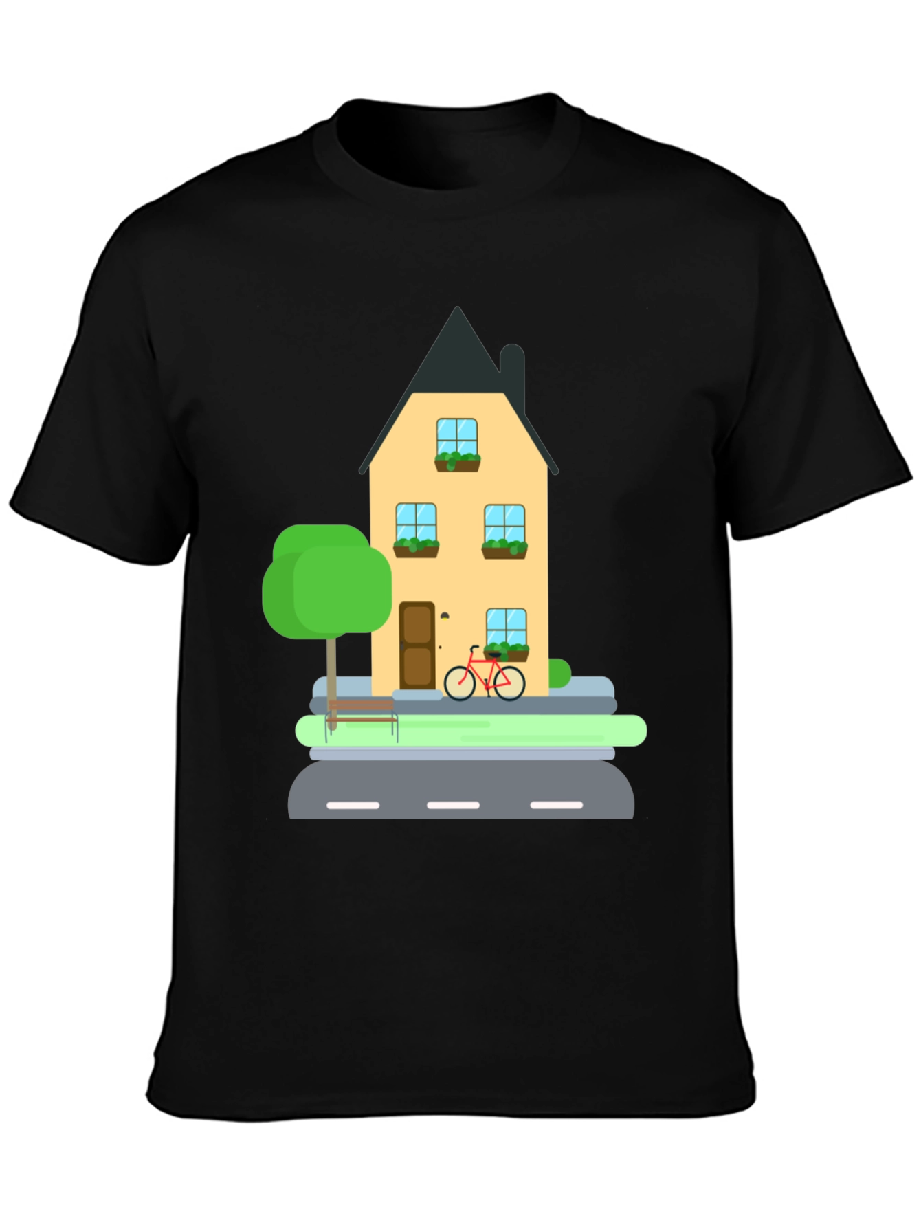 House and Bike Graphic Tee