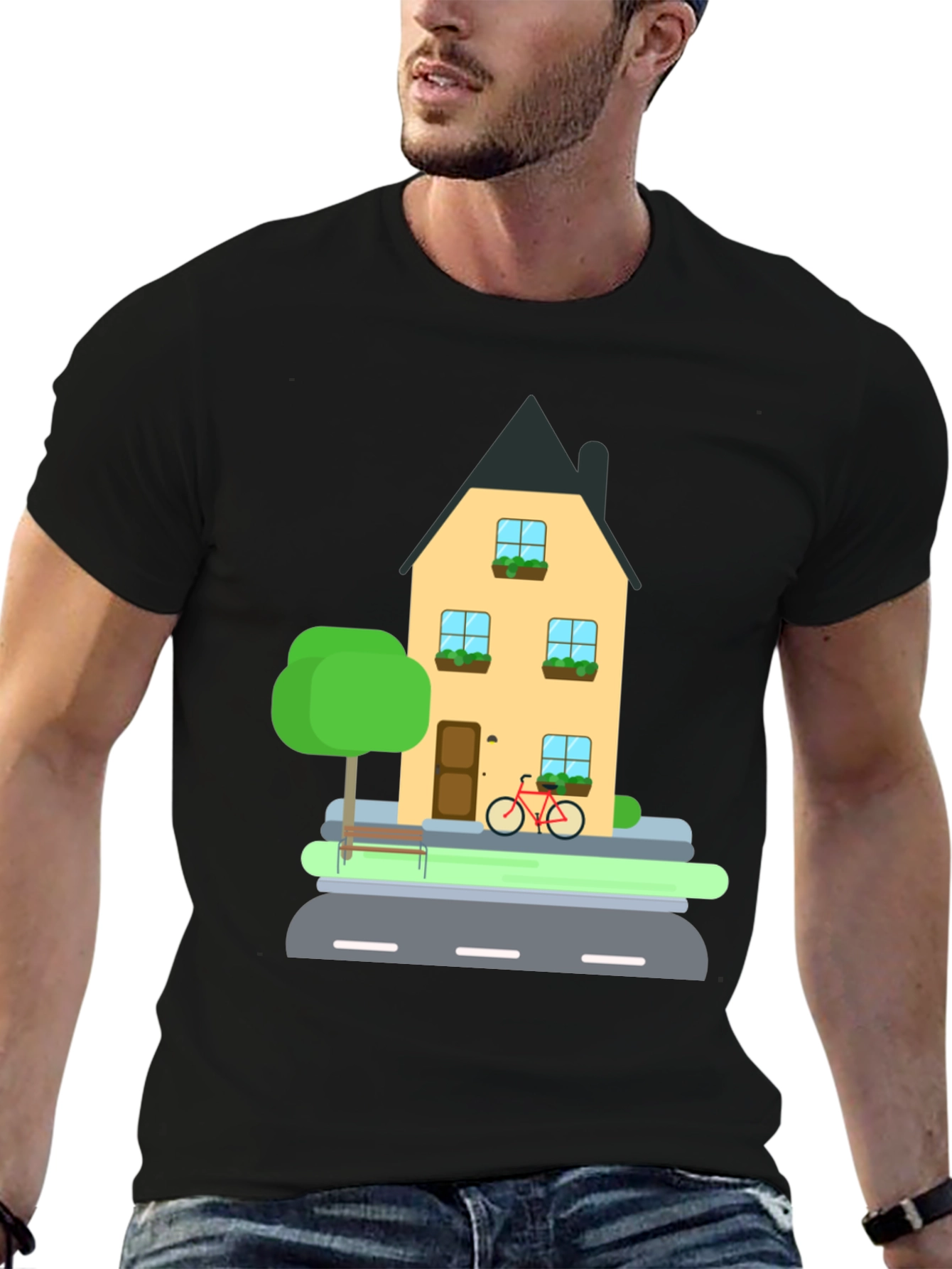 House and Bike Graphic Tee