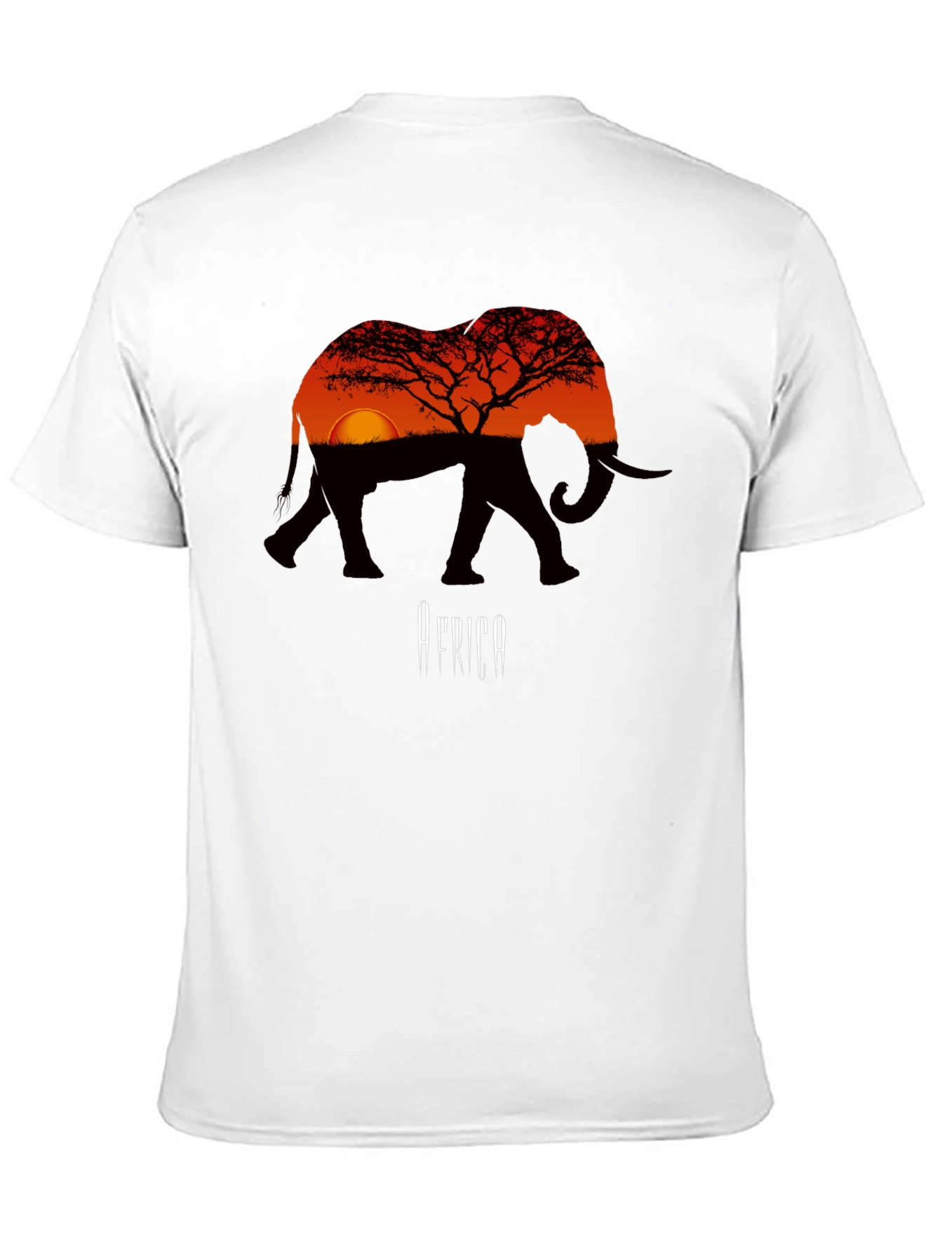 African Sunset Elephant Graphic Tee - Mens Black T-Shirt