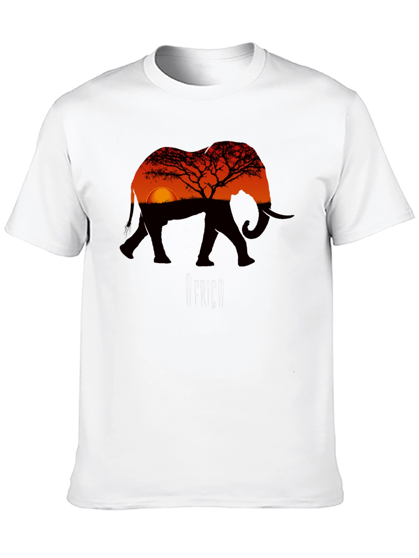 African Sunset Elephant Graphic Tee - Mens Black T-Shirt