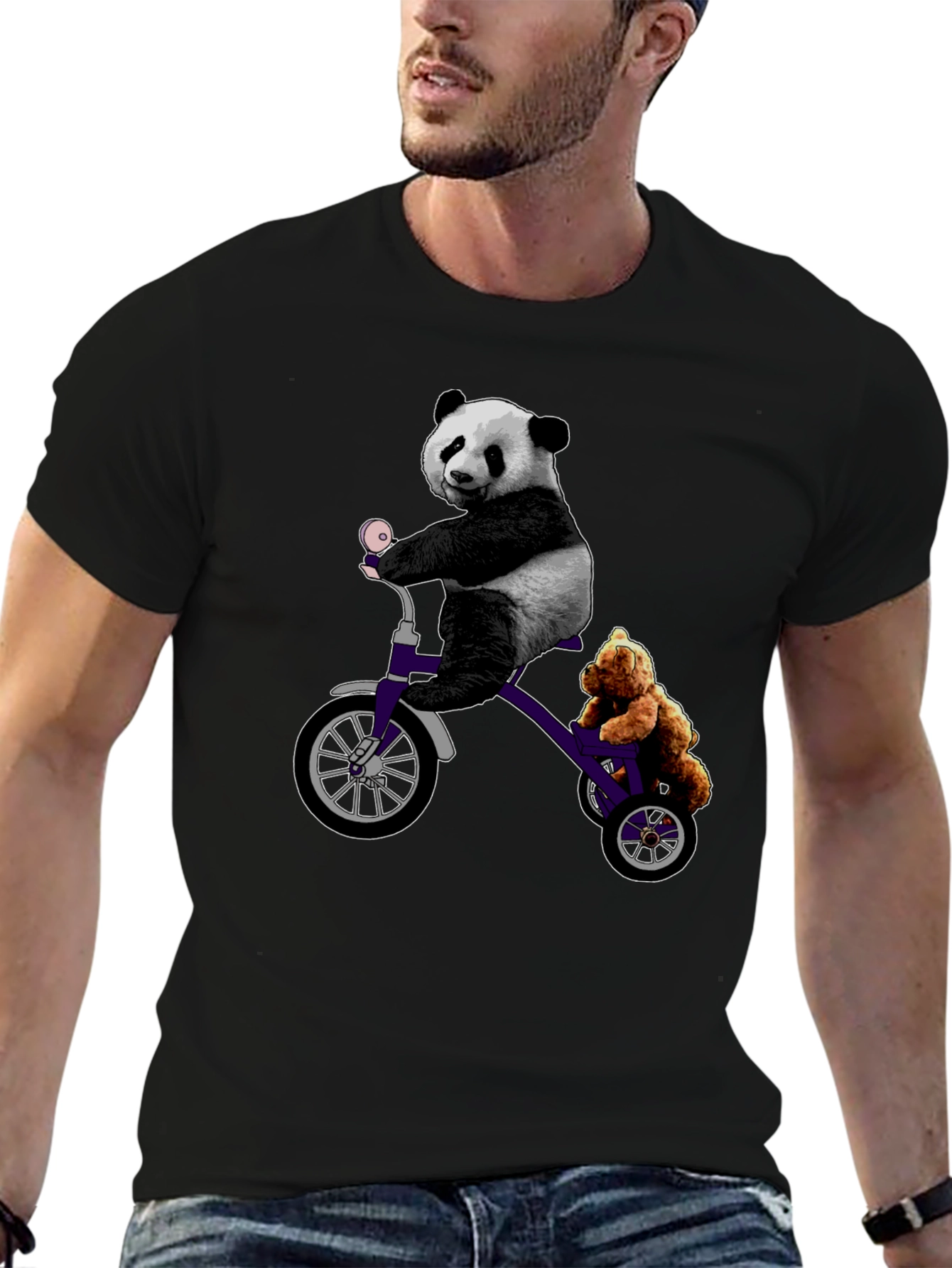 Panda & Teddy Bear Tricycle T-Shirt
