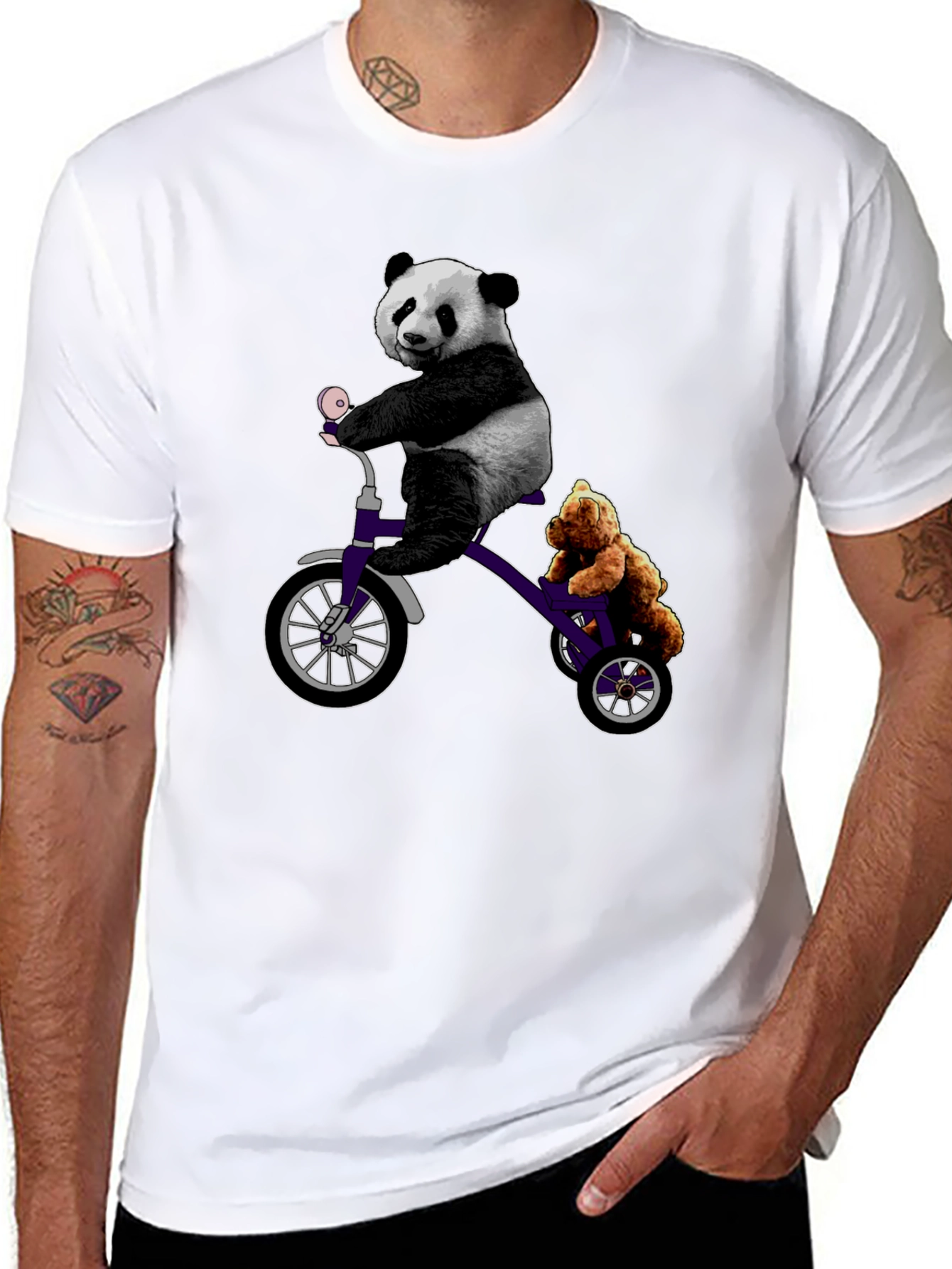 Panda & Teddy Bear Tricycle T-Shirt