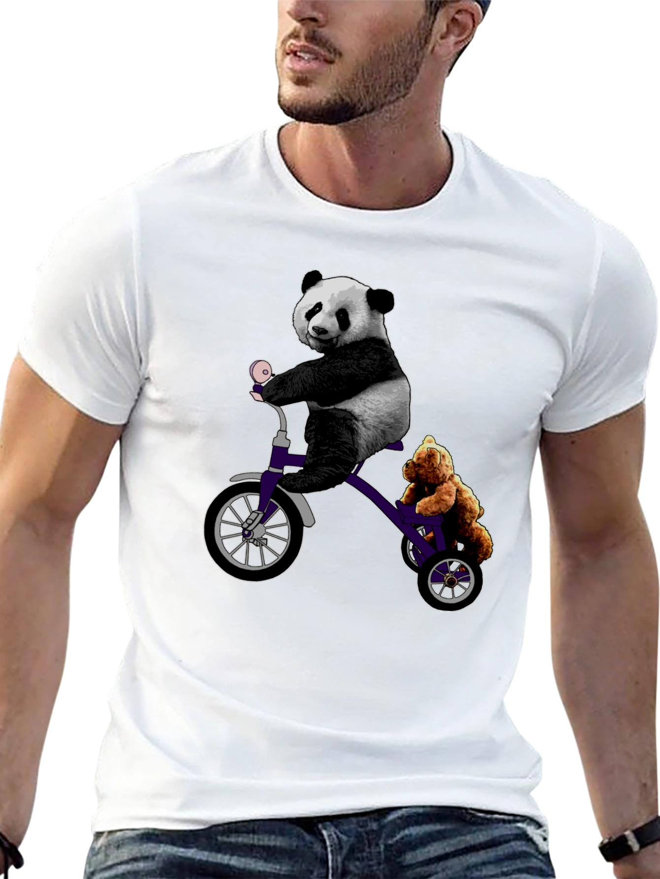 Panda & Teddy Bear Tricycle T-Shirt