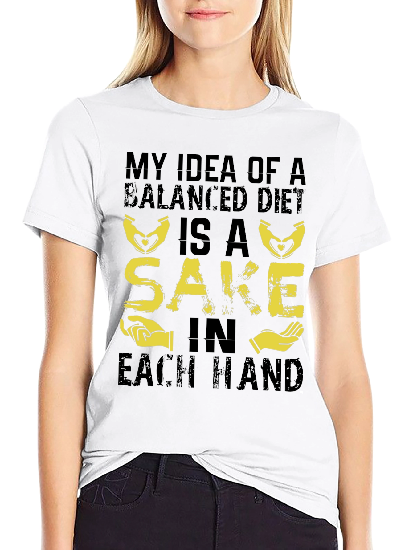 Balanced Diet Sake Hand T-Shirt - Funny Graphic Tee