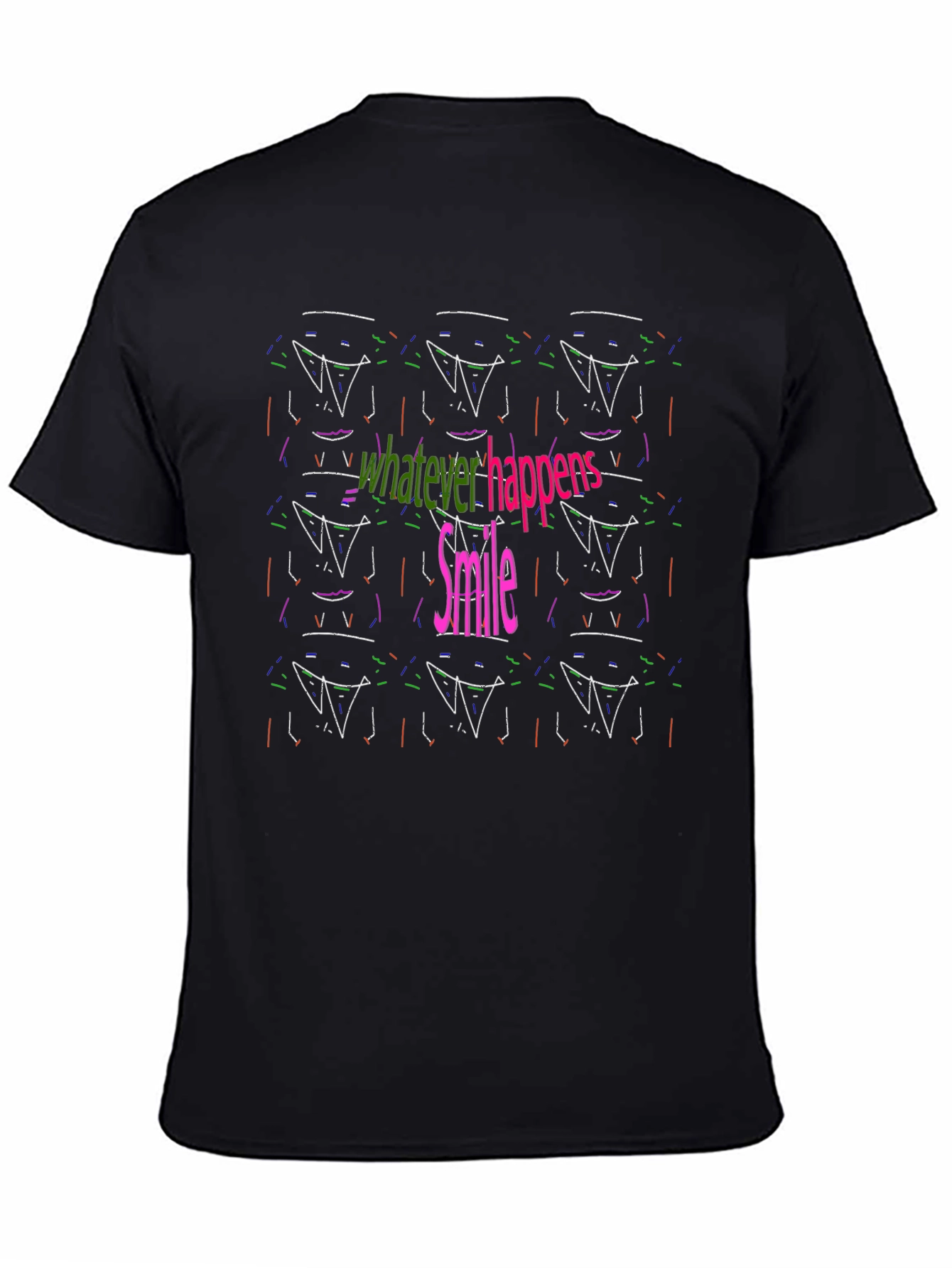 Abstract Smile Graphic Black Tee