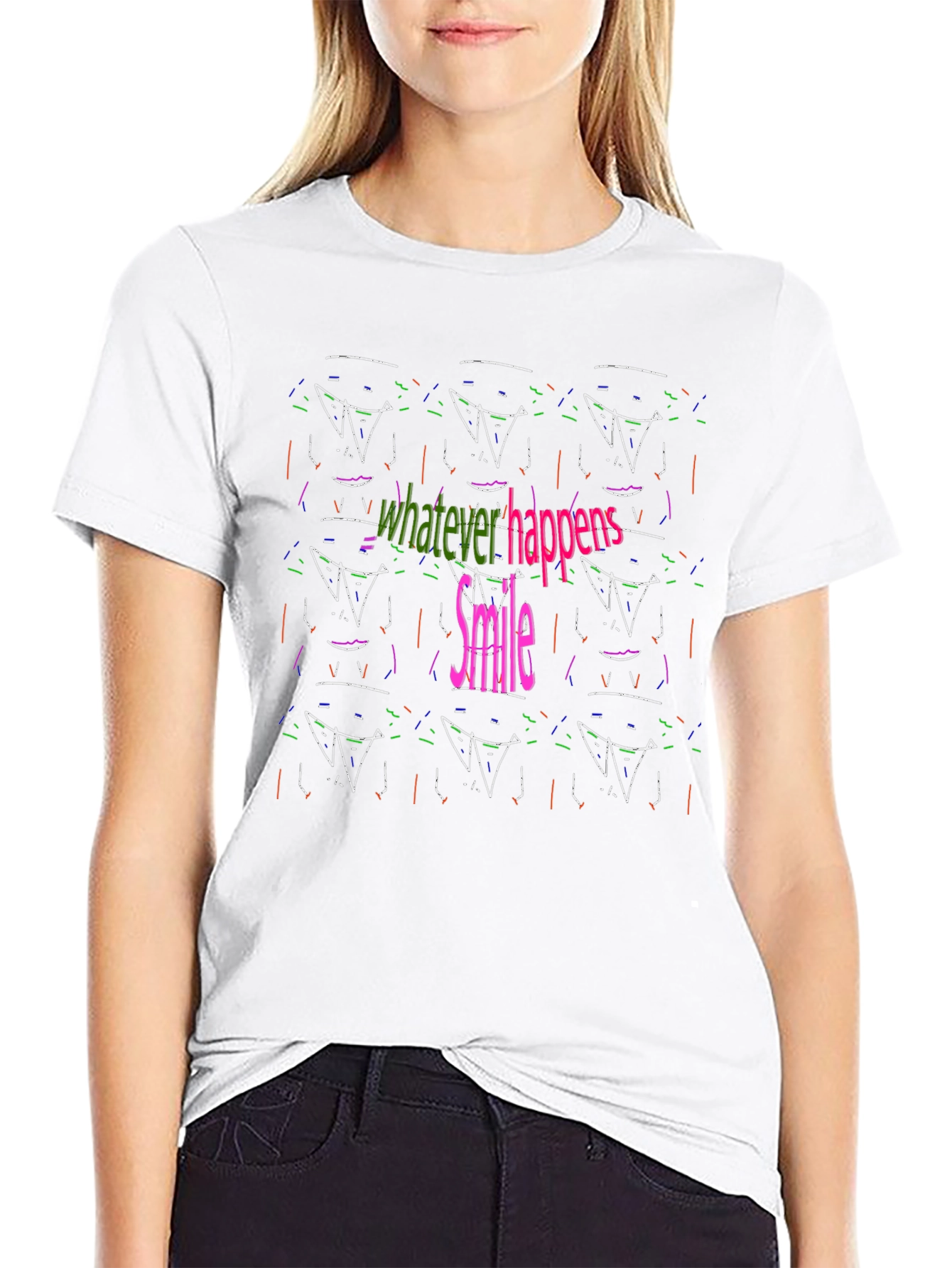 Abstract Smile Graphic Black Tee