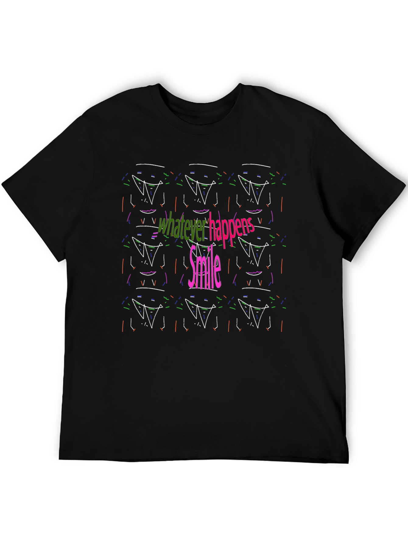Abstract Smile Graphic Black Tee
