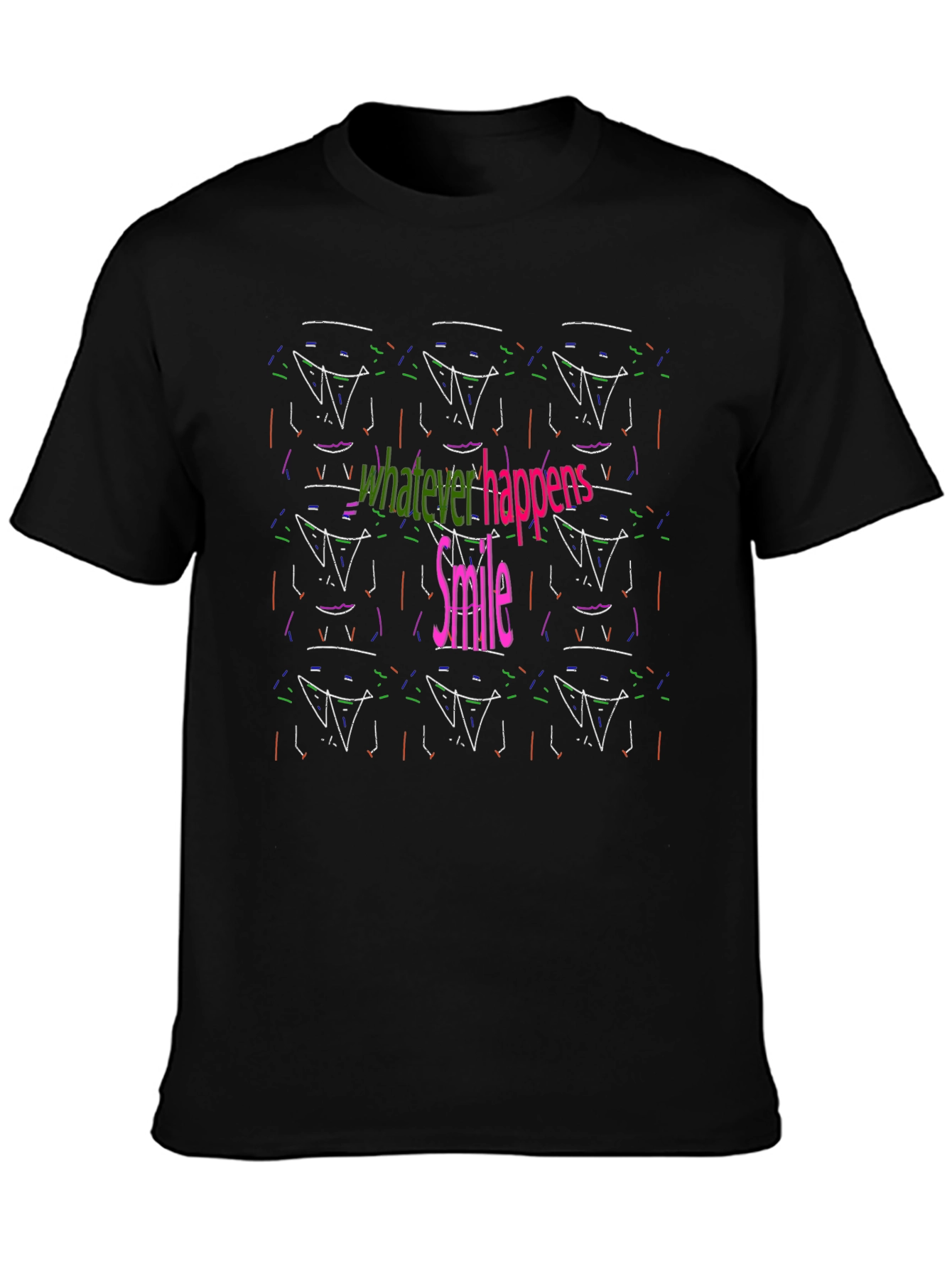 Abstract Smile Graphic Black Tee