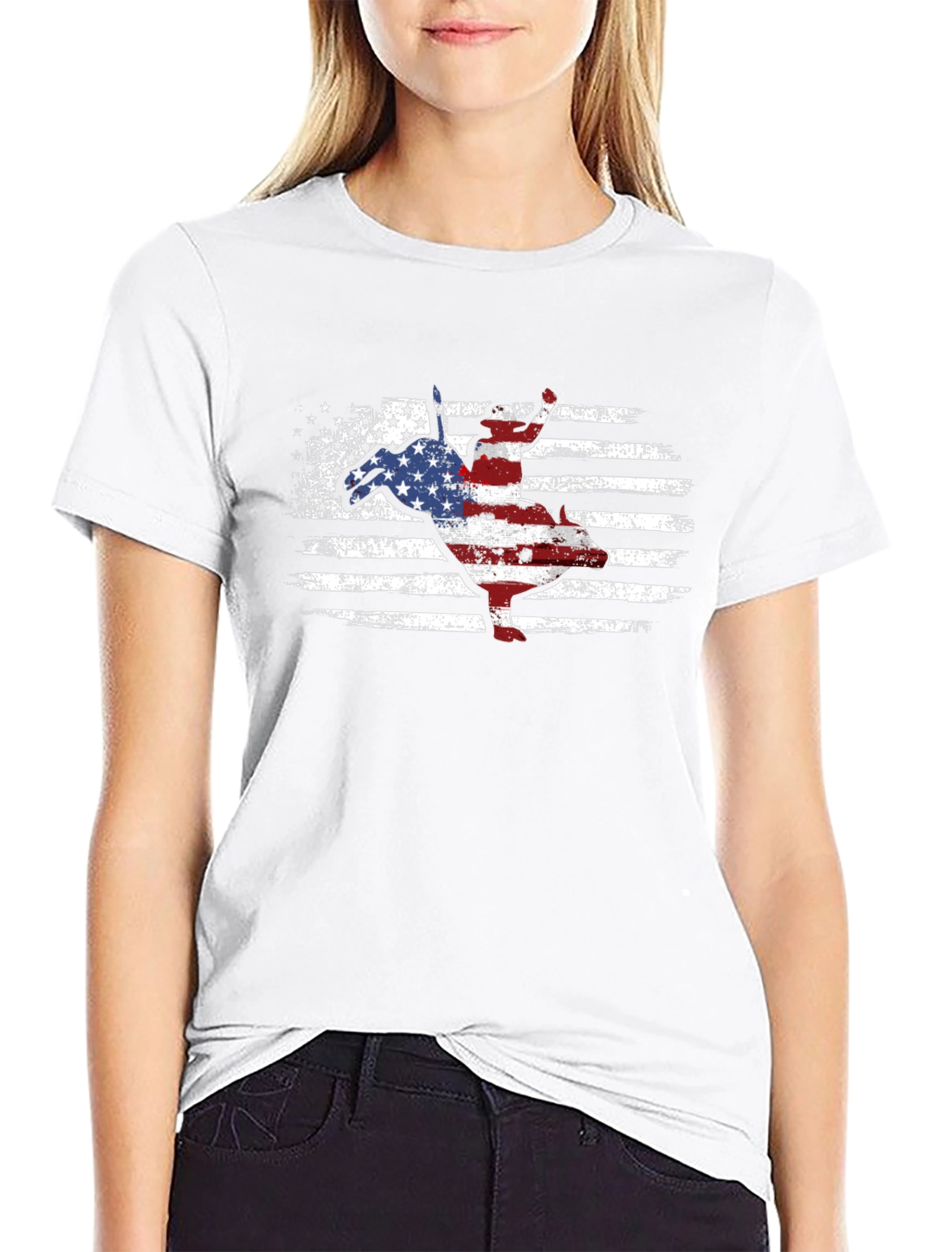 American Flag Bull Riding T-Shirt