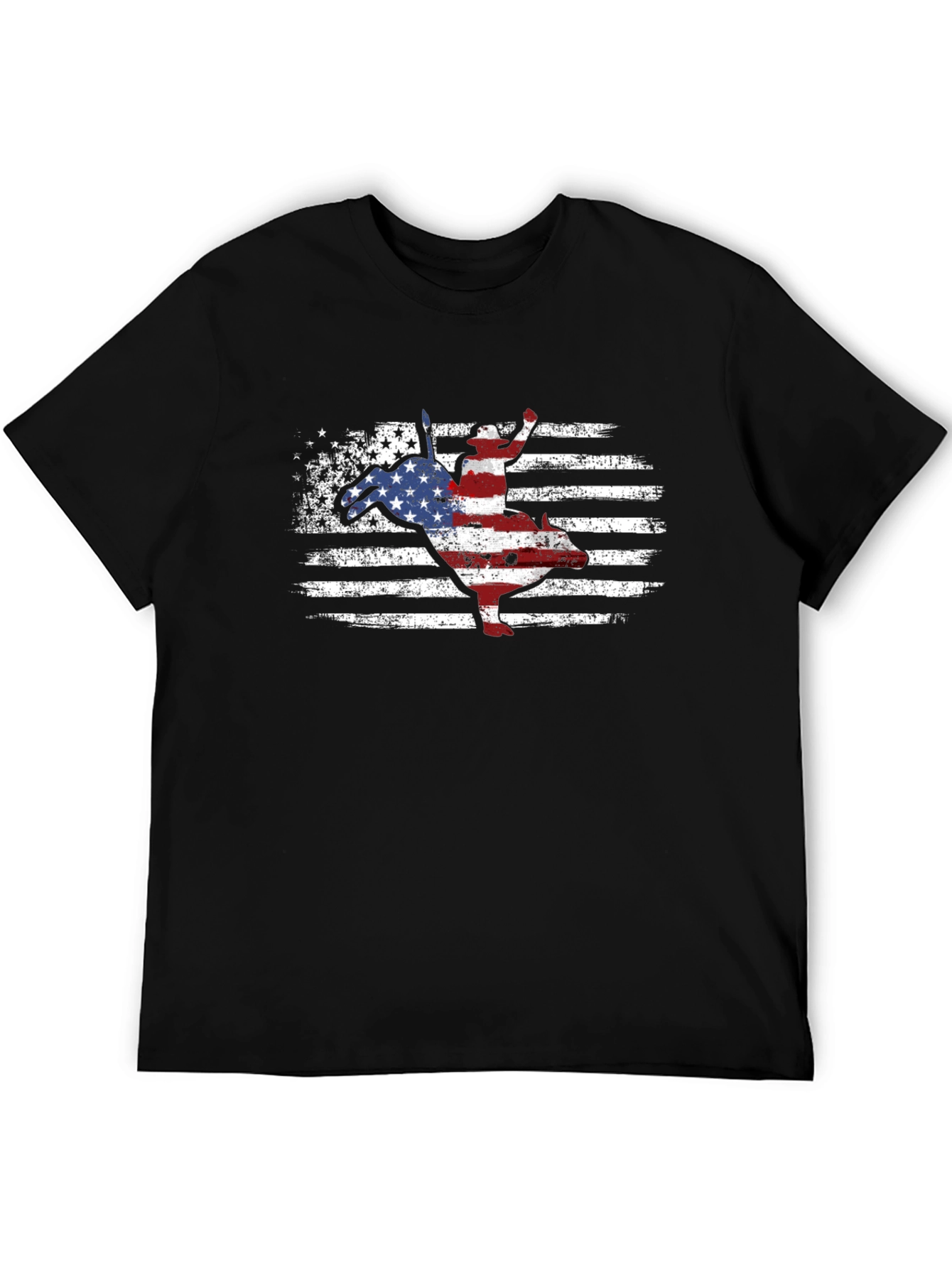 American Flag Bull Riding T-Shirt