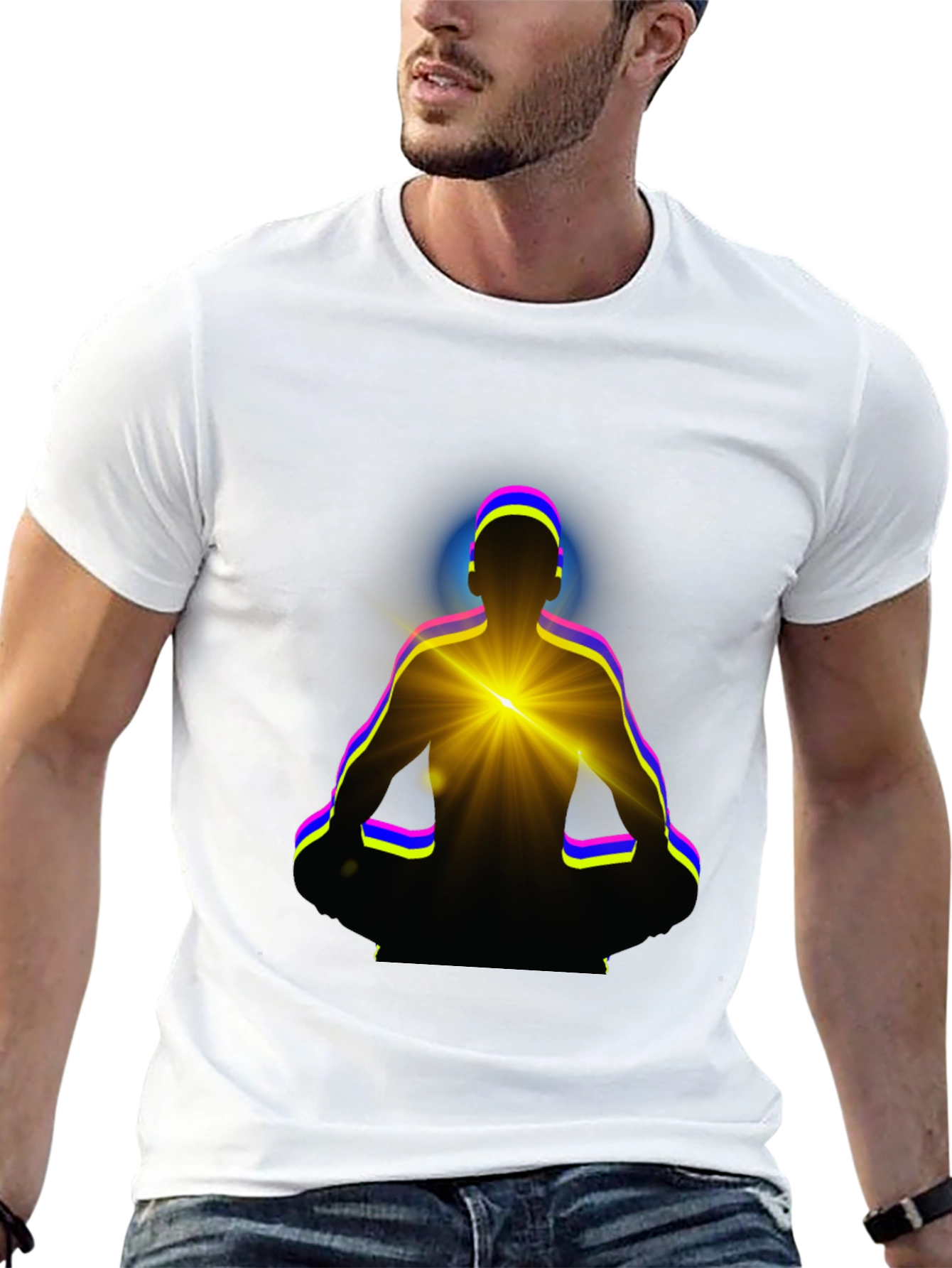 Zen Meditation Graphic Tee - Black Cotton T-Shirt
