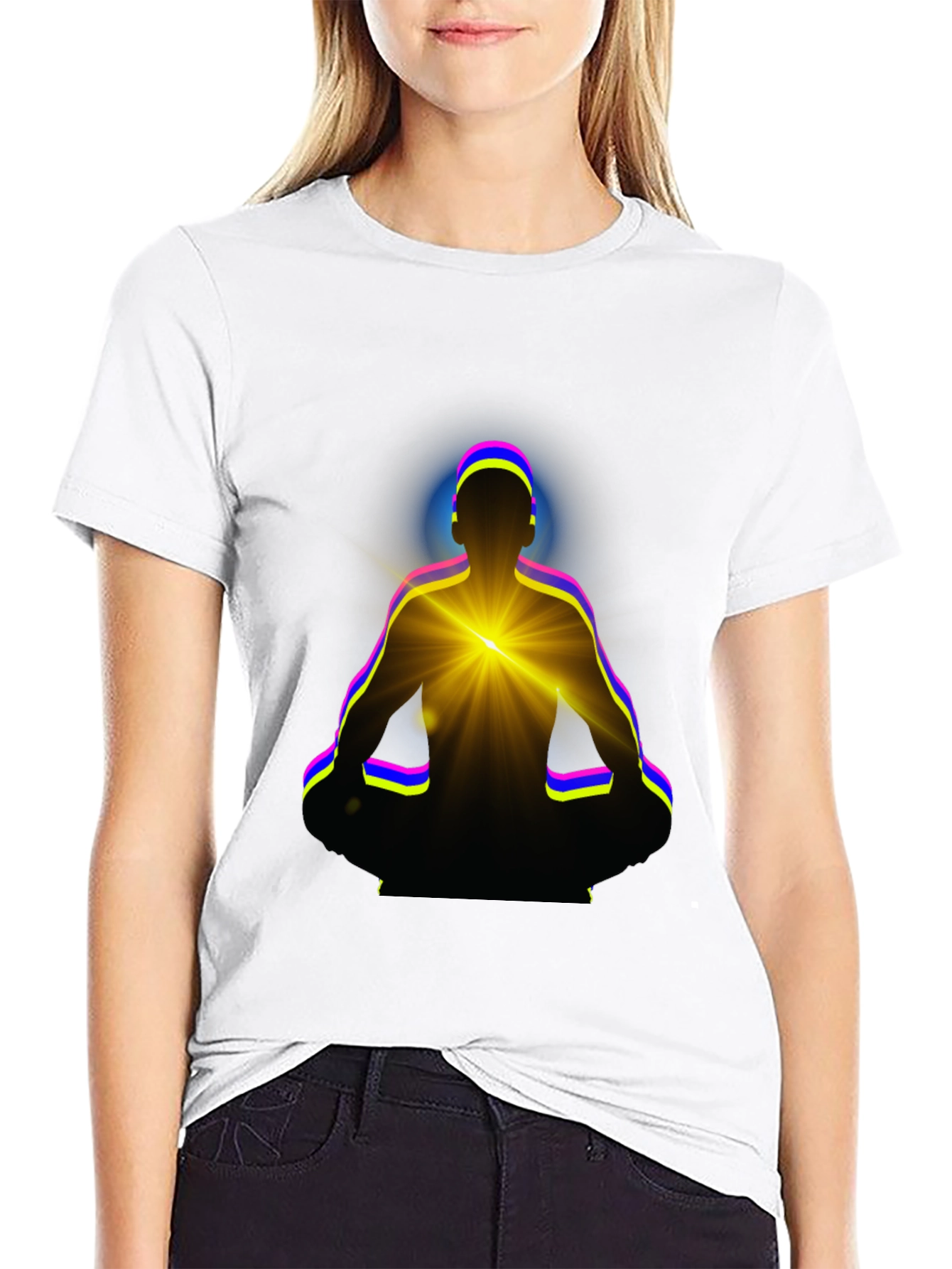 Zen Meditation Graphic Tee - Black Cotton T-Shirt