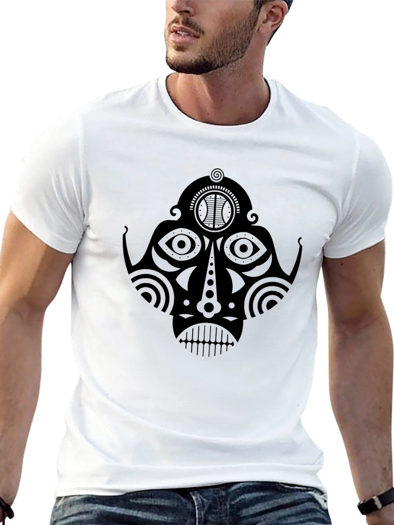 Tribal Mask Graphic Black T-Shirt