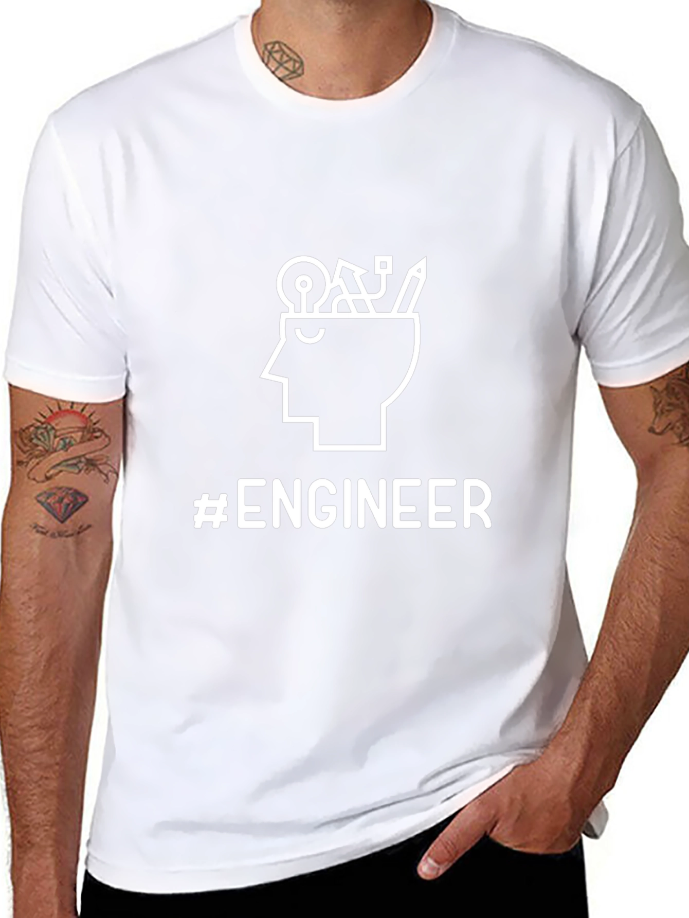 #Engineer Black Graphic T-Shirt - Thinker Design
