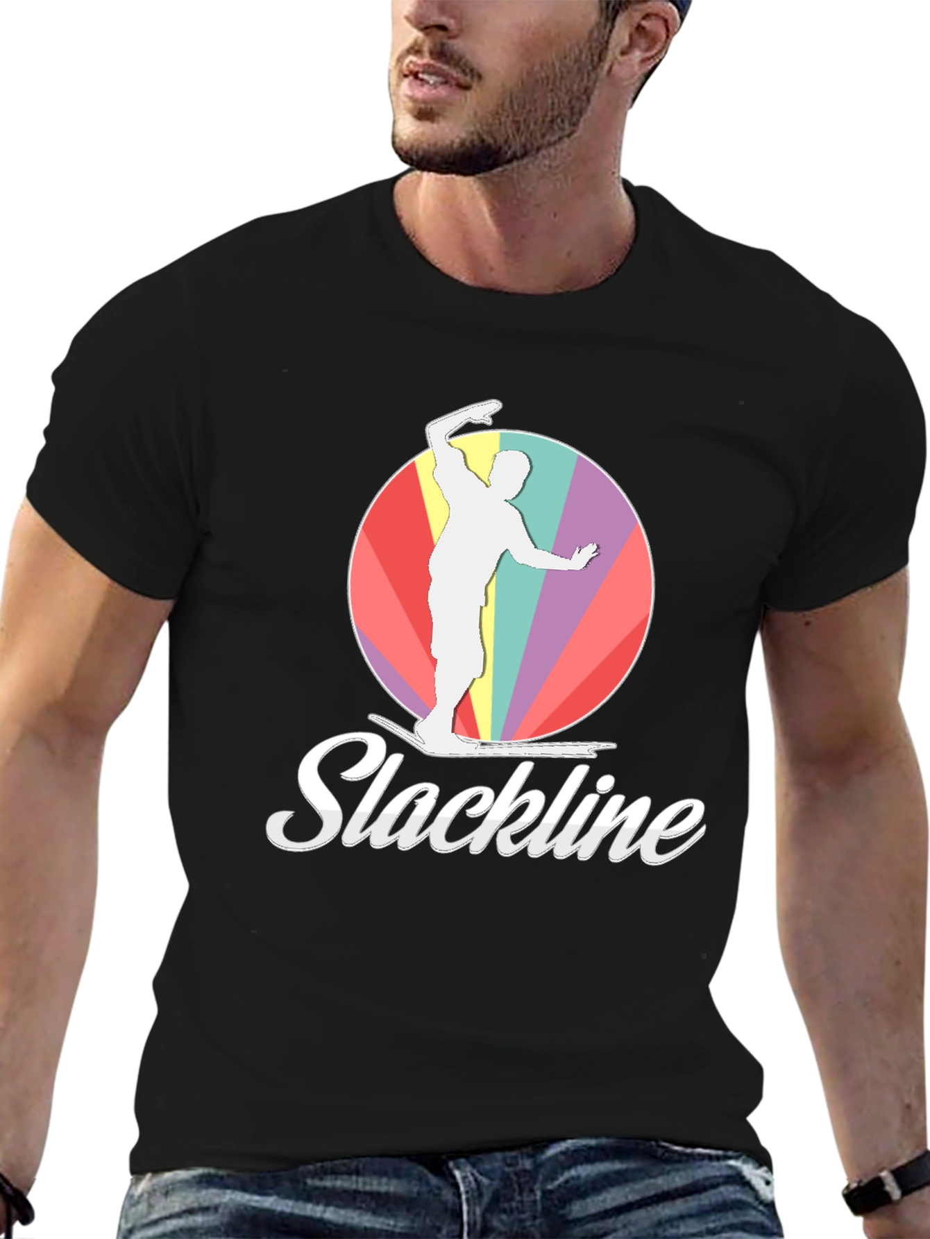 Slackline T-Shirt: Retro Balance Art Tee
