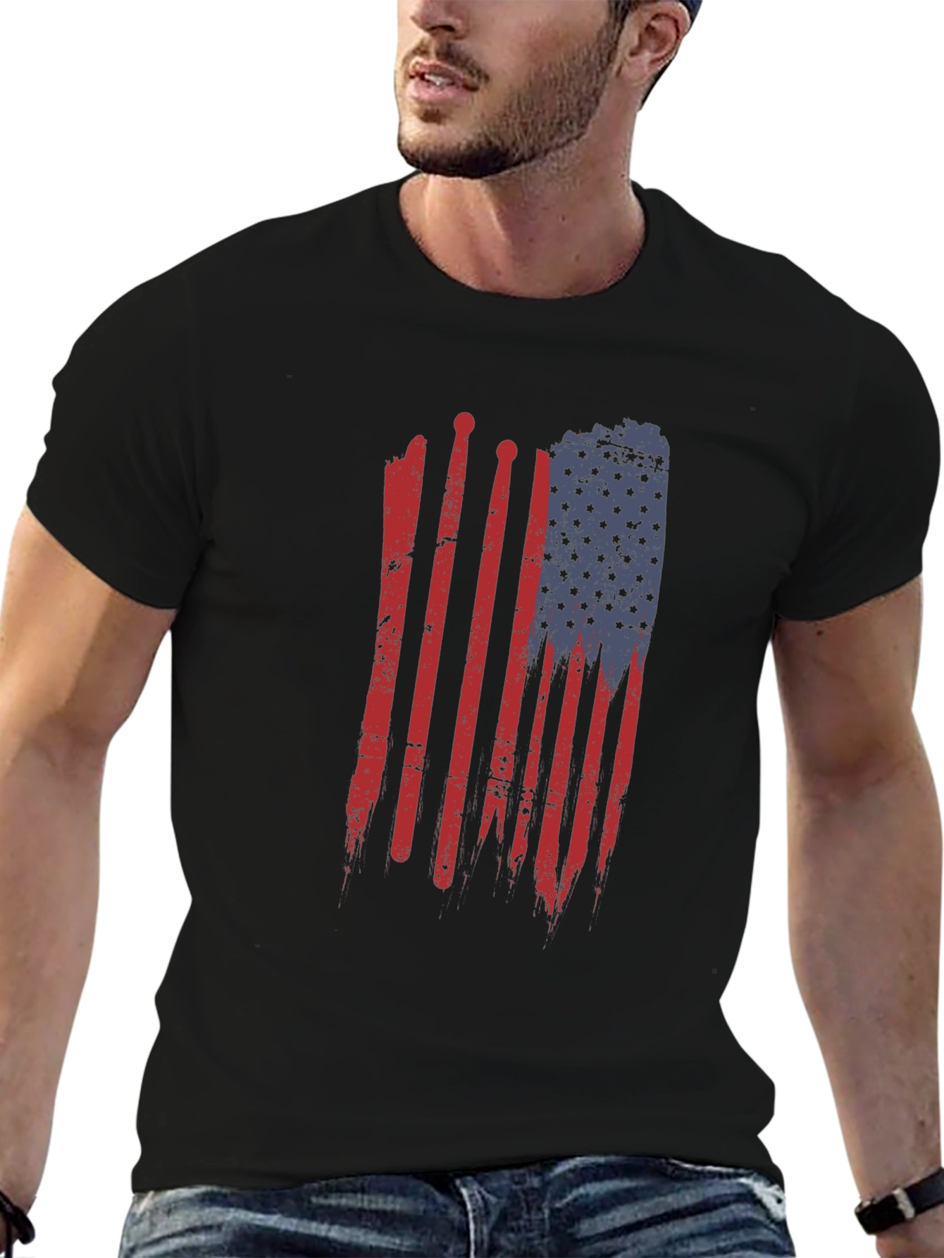 Distressed American Flag Drumsticks Graphic Tee