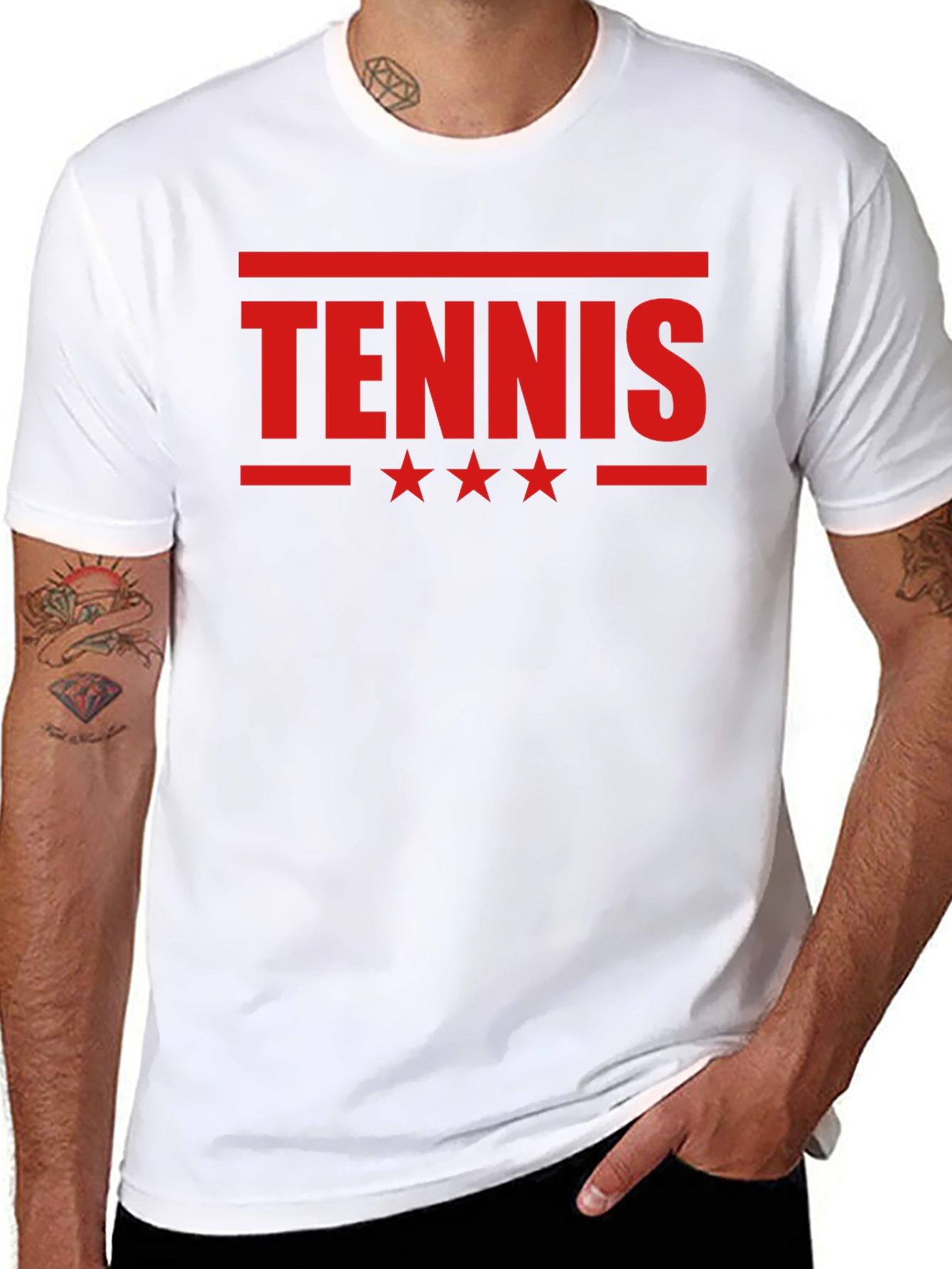Tennis Star Graphic Tee - Black Cotton T-Shirt