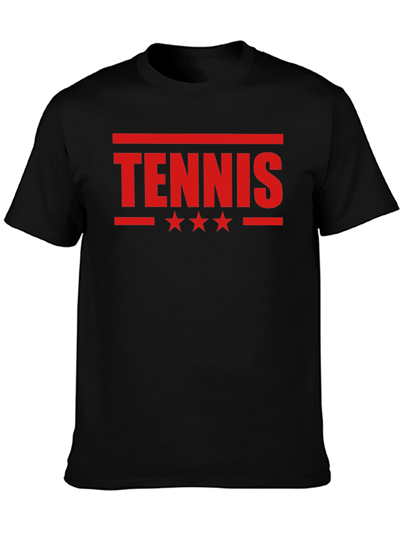 Tennis Star Graphic Tee - Black Cotton T-Shirt