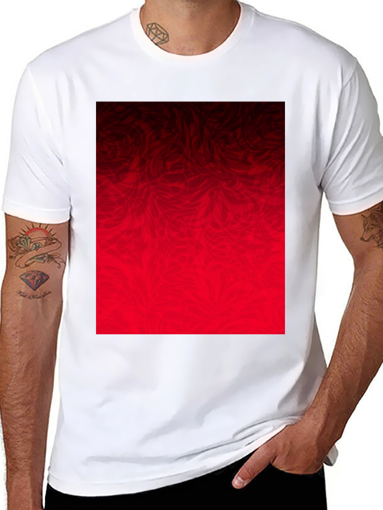 Abstract Red Graphic Print Black T-Shirt