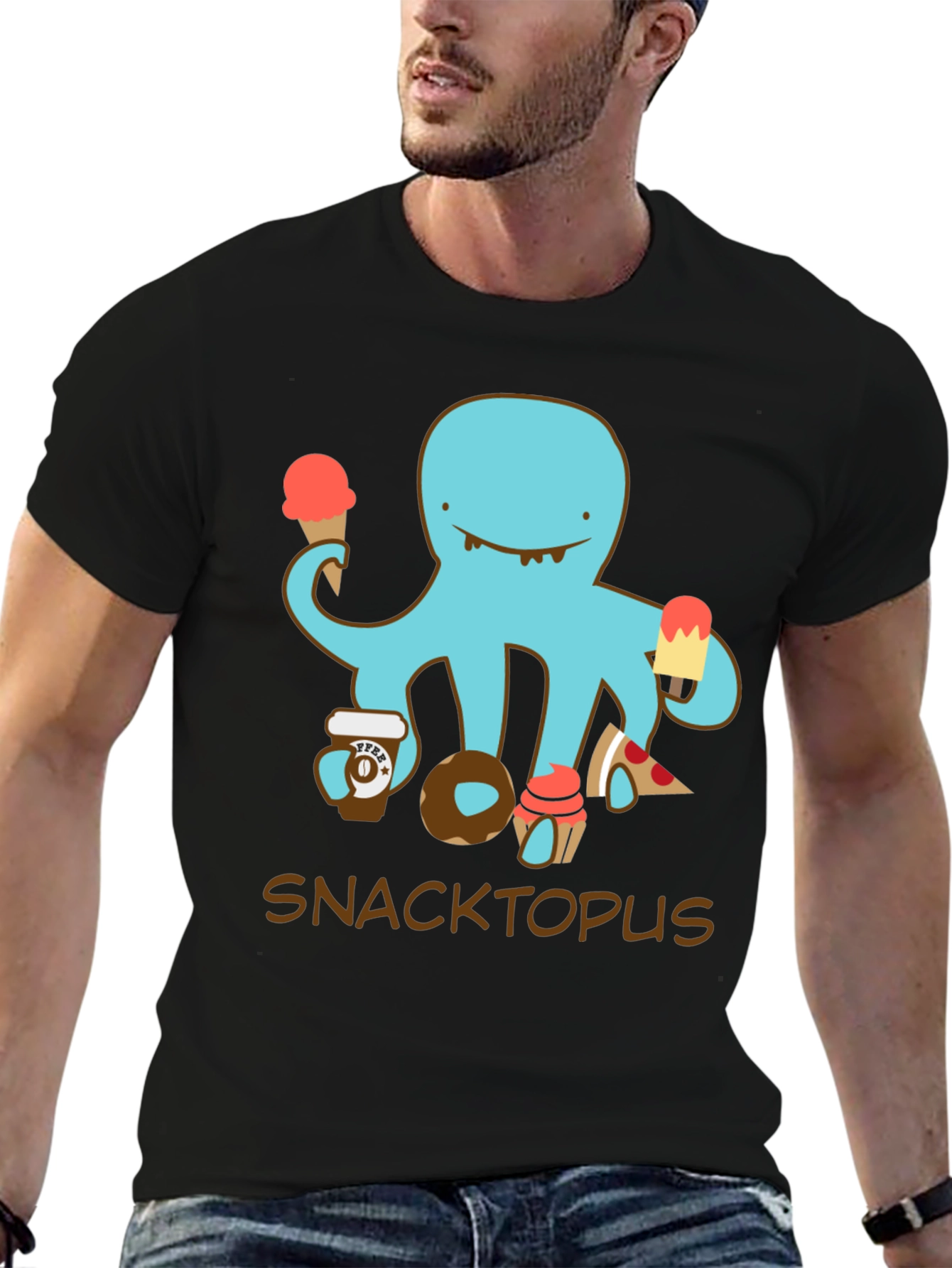 Snacktopus Graphic T-Shirt - Funny Octopus Tee