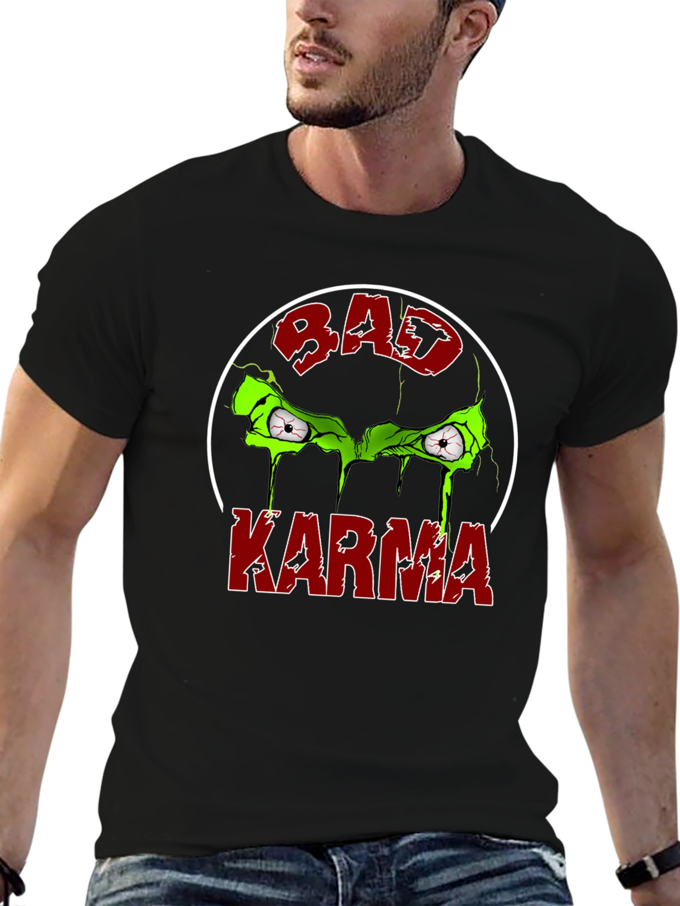 Bad Karma Graphic Tee - Round Design T-Shirt