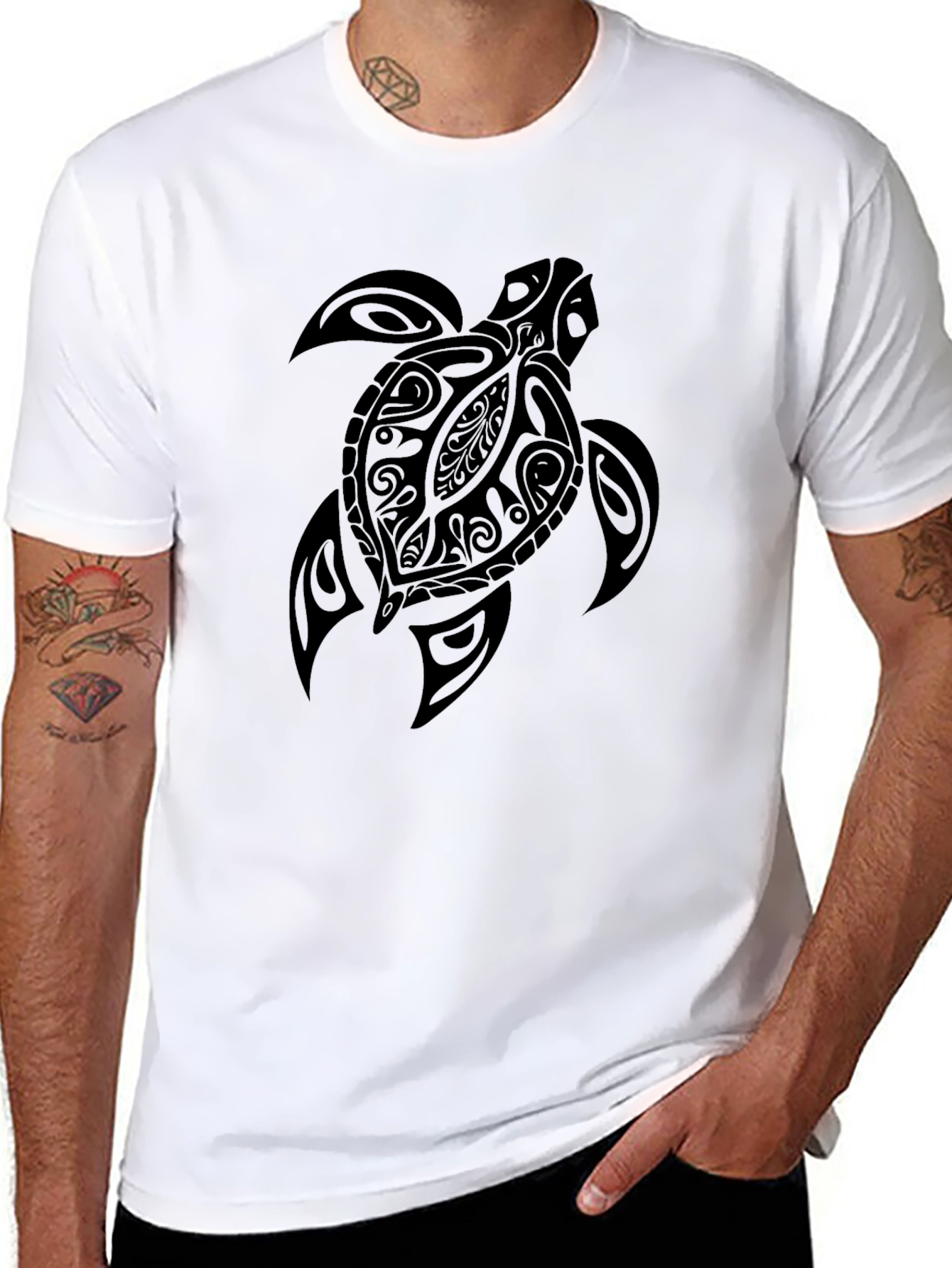 Mens Black Turtle Graphic Tee